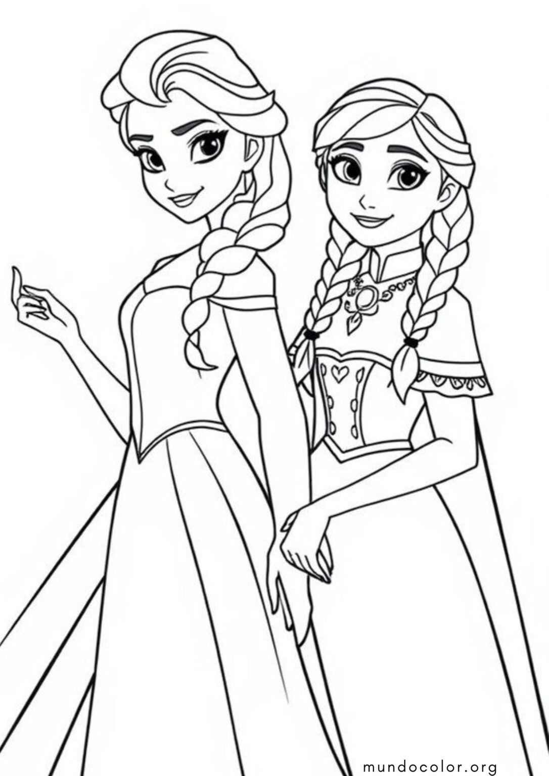 Dibujo de Anna y Elsa (Frozen) para colorear e imprimir gratis ...