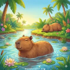 Dibujos de capibaras para colorear e imprimir gratis en PDF y JPG