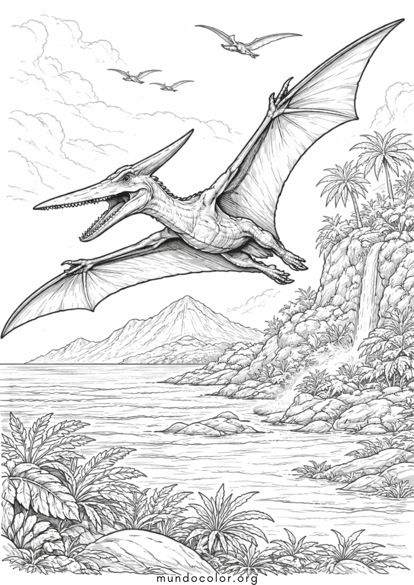 Dibujo de Dinosaurio Pterodactilo para colorear