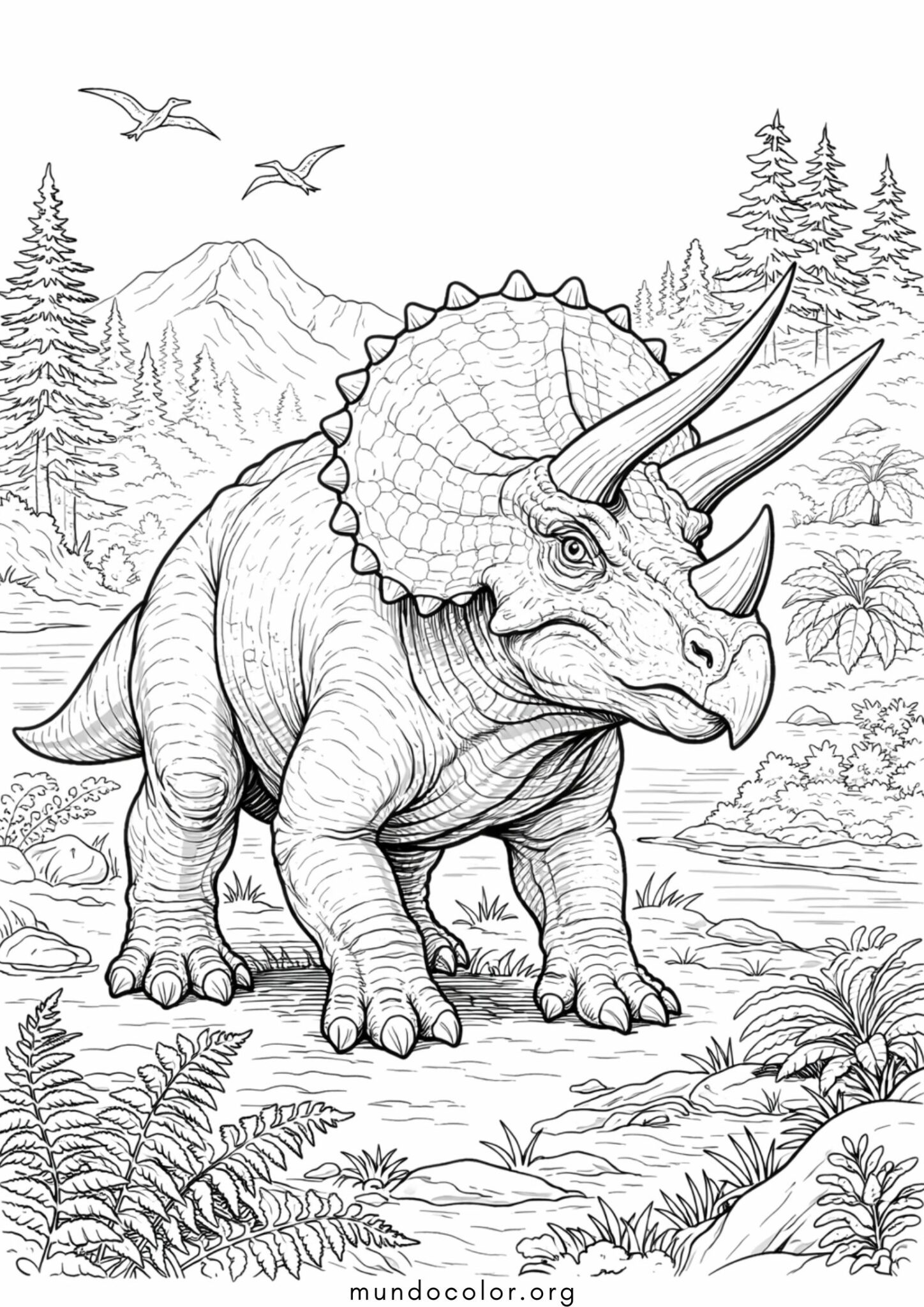 Dibujo de Dinosaurio Triceratops para colorear