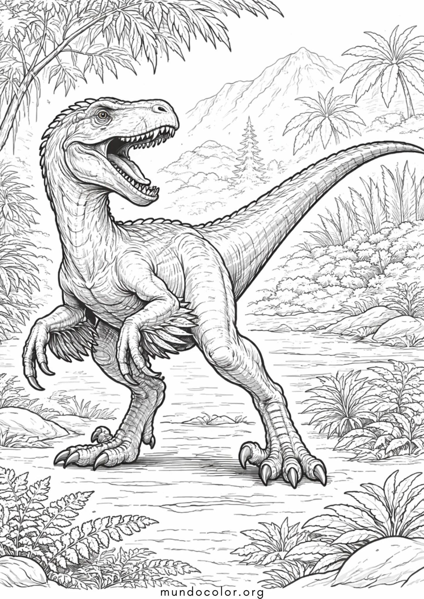Dibujo de Dinosaurio Velociraptor para colorear