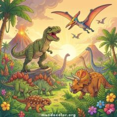 Descargar dinosaurios para colorear PDF gratis