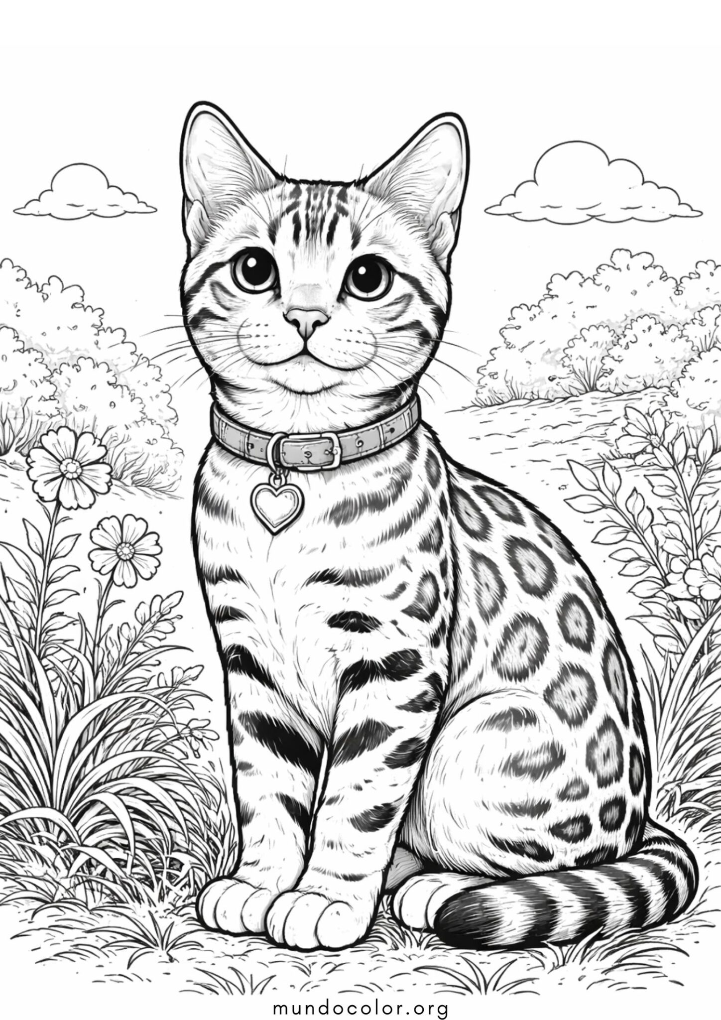 Dibujo de Gato de Bengala realista para colorear