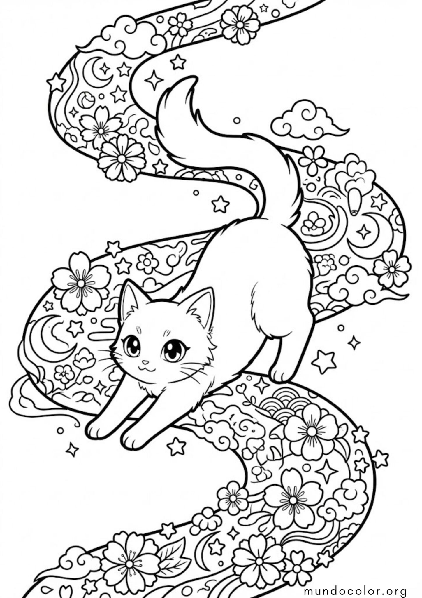 Dibujo de Gato de cuento de hadas para colorear