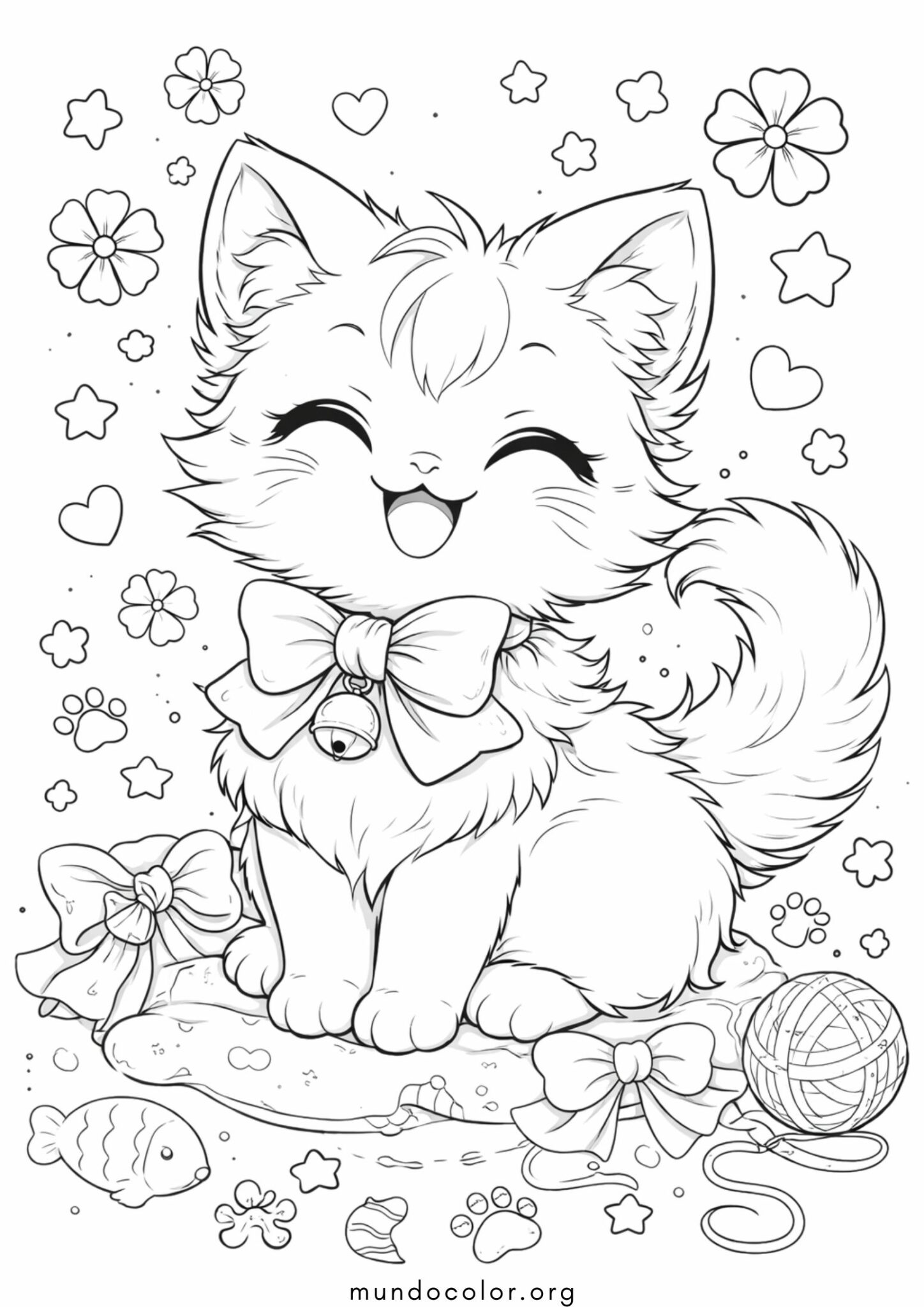 Dibujo de Gatos de anime para colorear