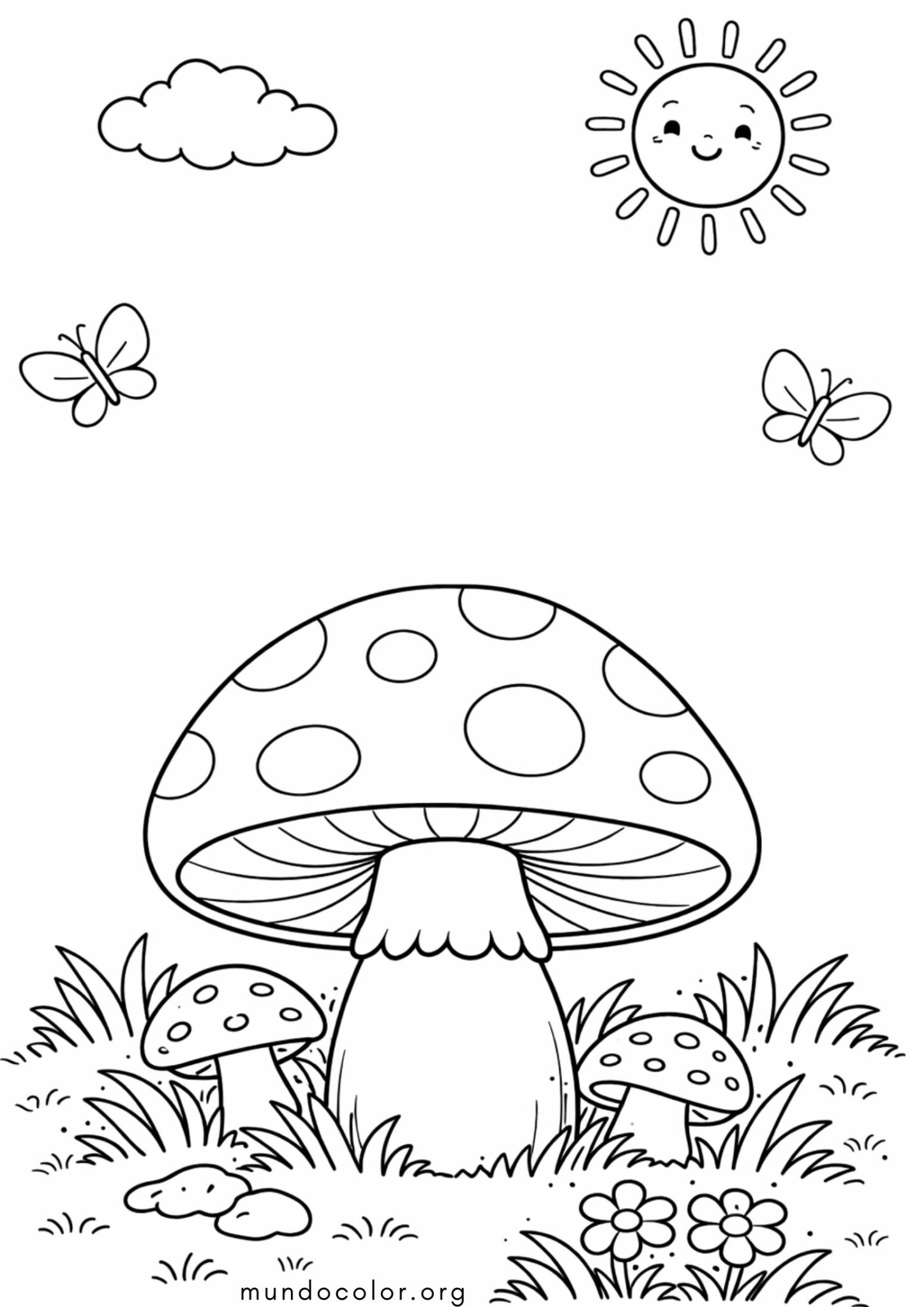Dibujo de Hongos para niños pequeños para colorear