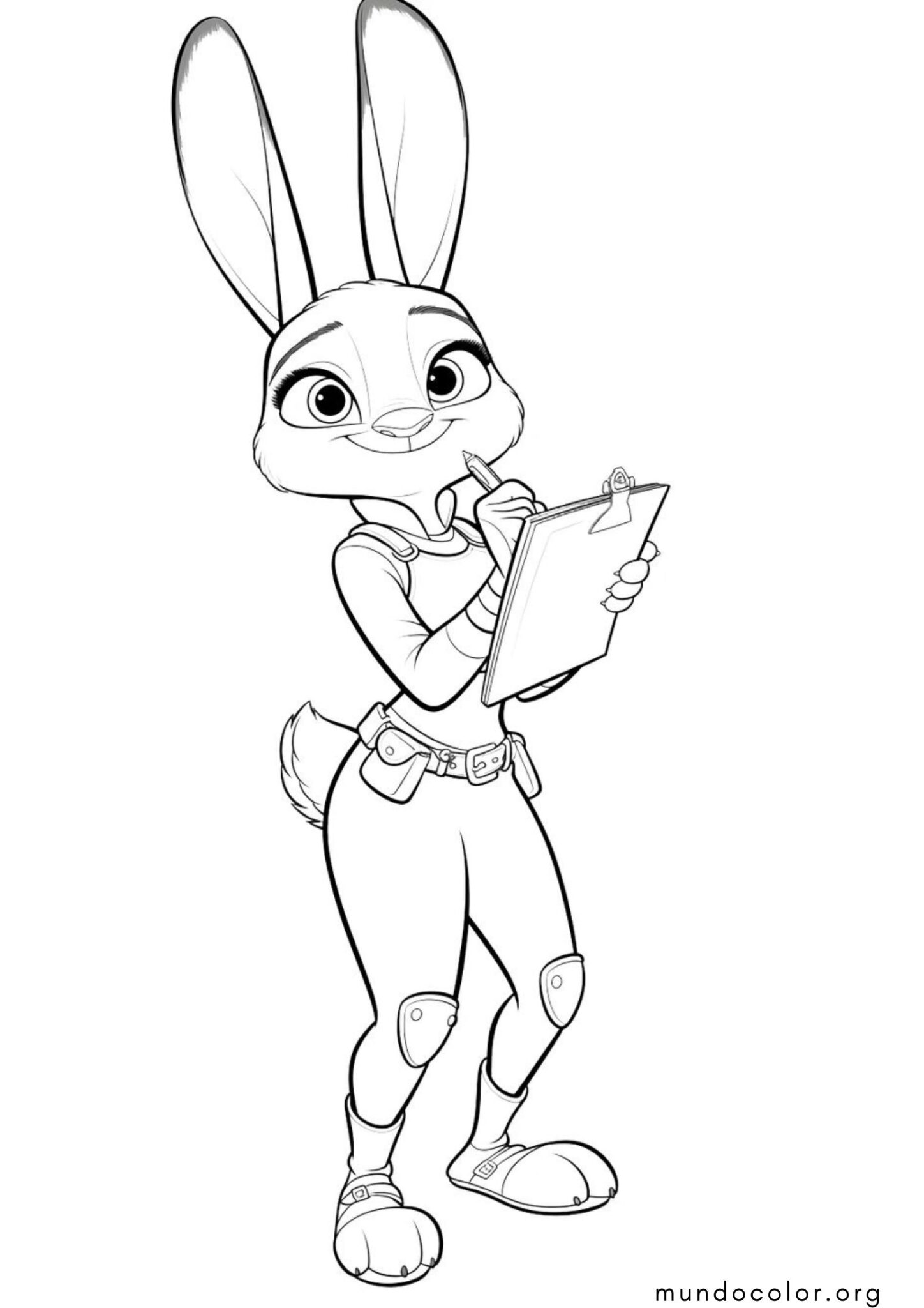 Dibujo de Judy Hopps, el conejo de Zootopia para colorear