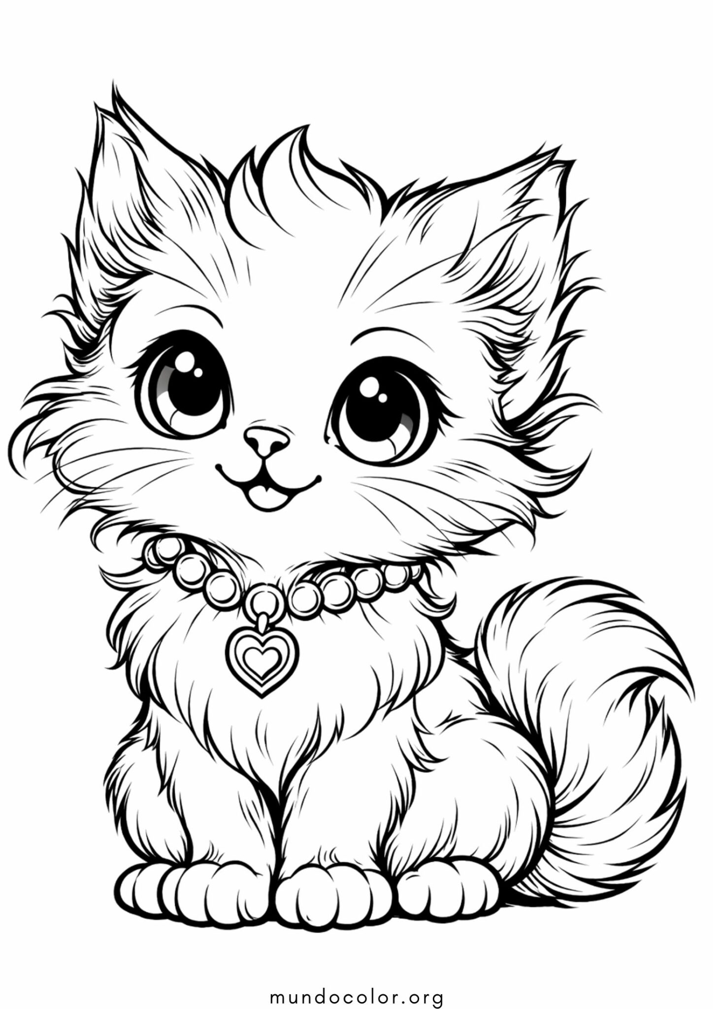 Dibujo de Lindo gatito esponjoso para colorear