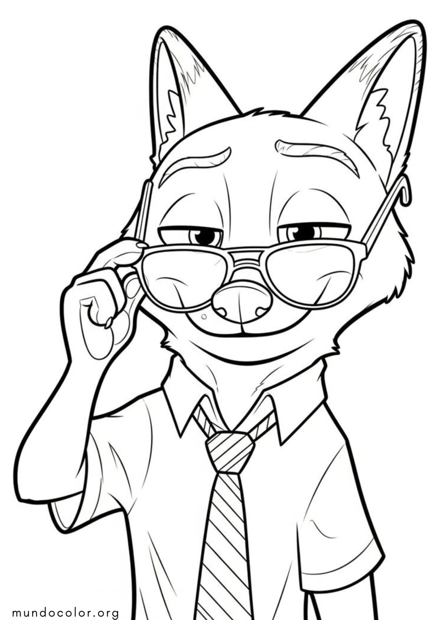 Dibujo de Nick Wilde, el zorro de Zootopia para colorear