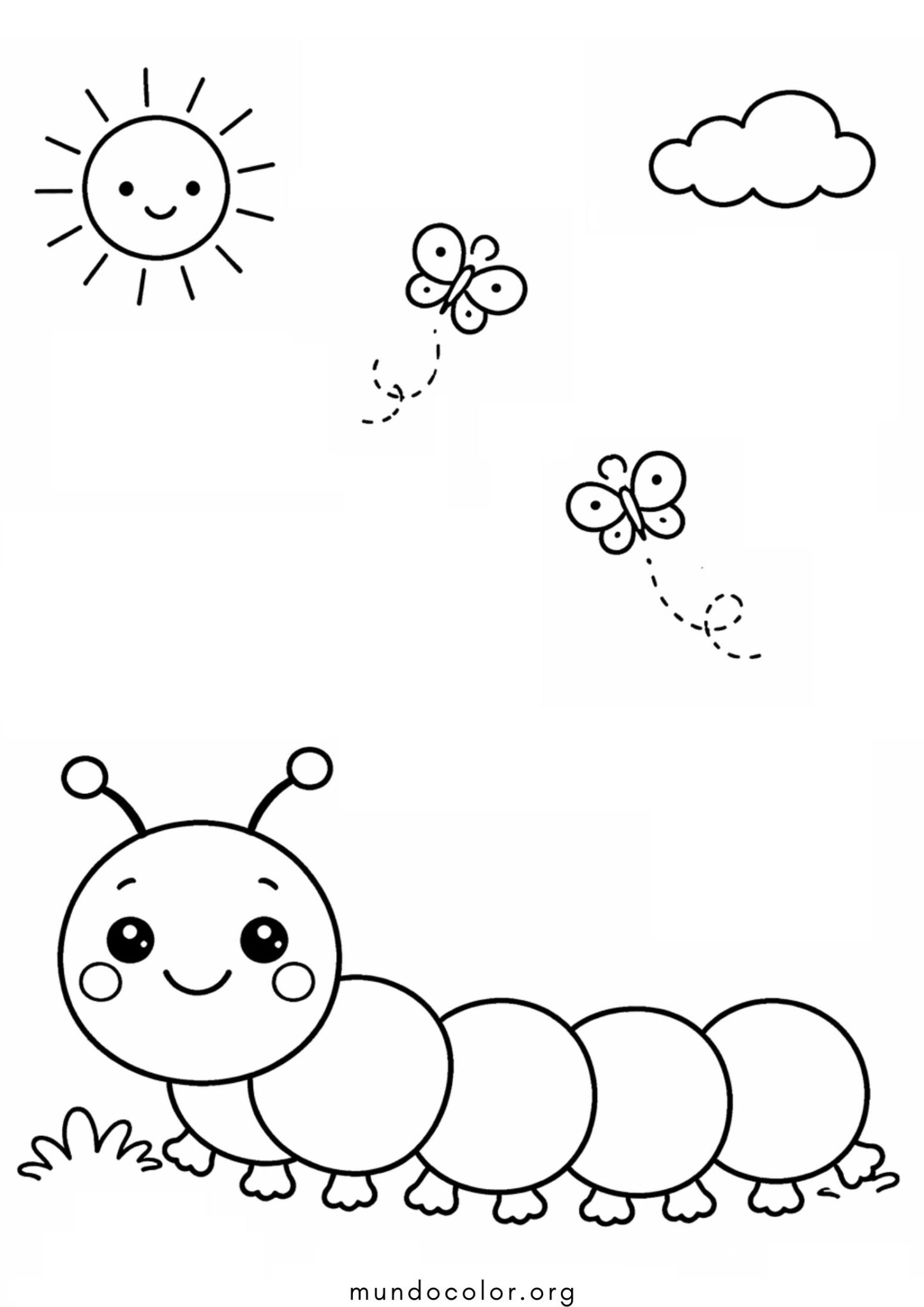 Dibujo de Orugas para los mas pequeños para colorear