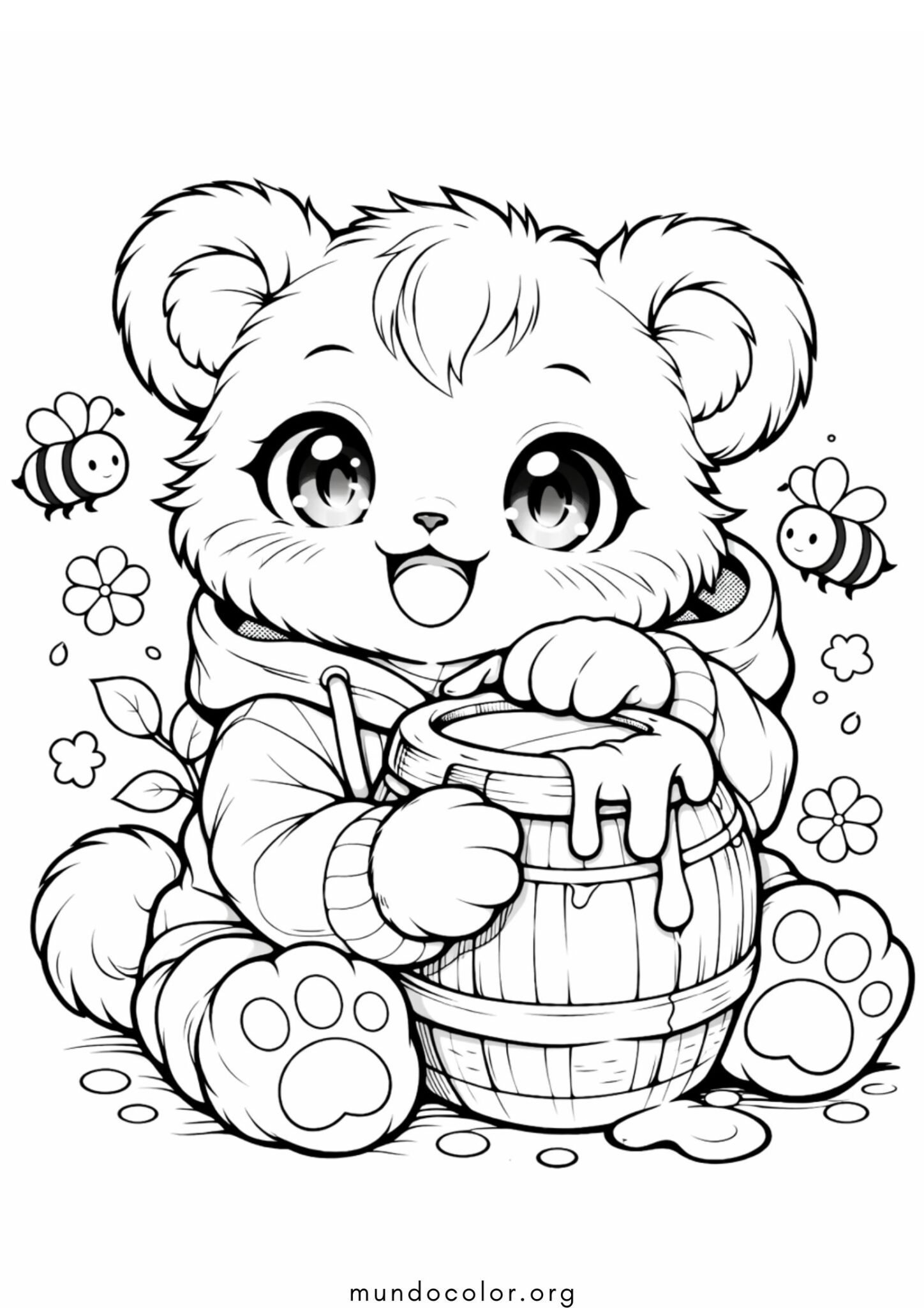 Dibujo de Oso con miel para colorear