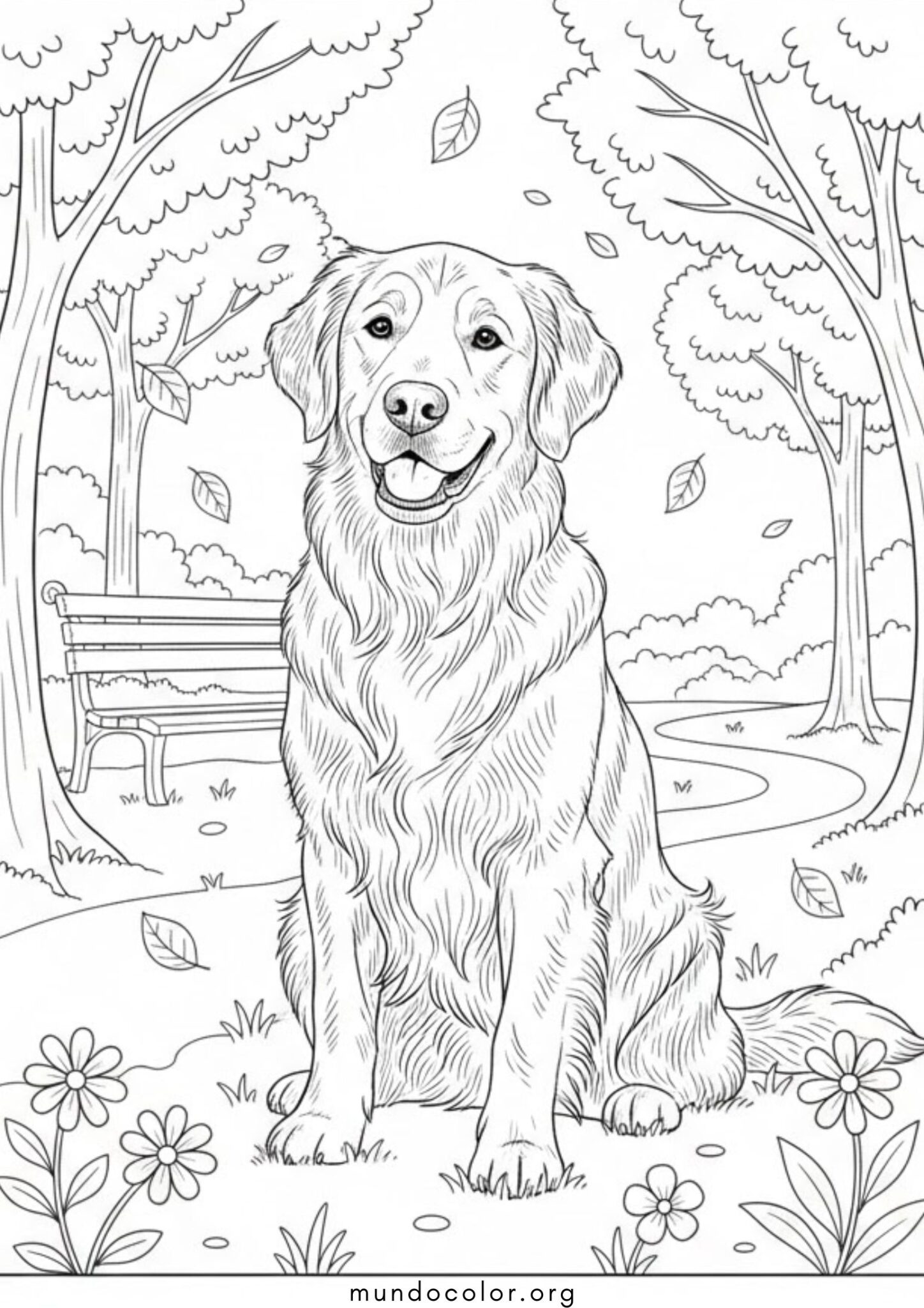 Dibujo de Perro Golden Retriever para colorear