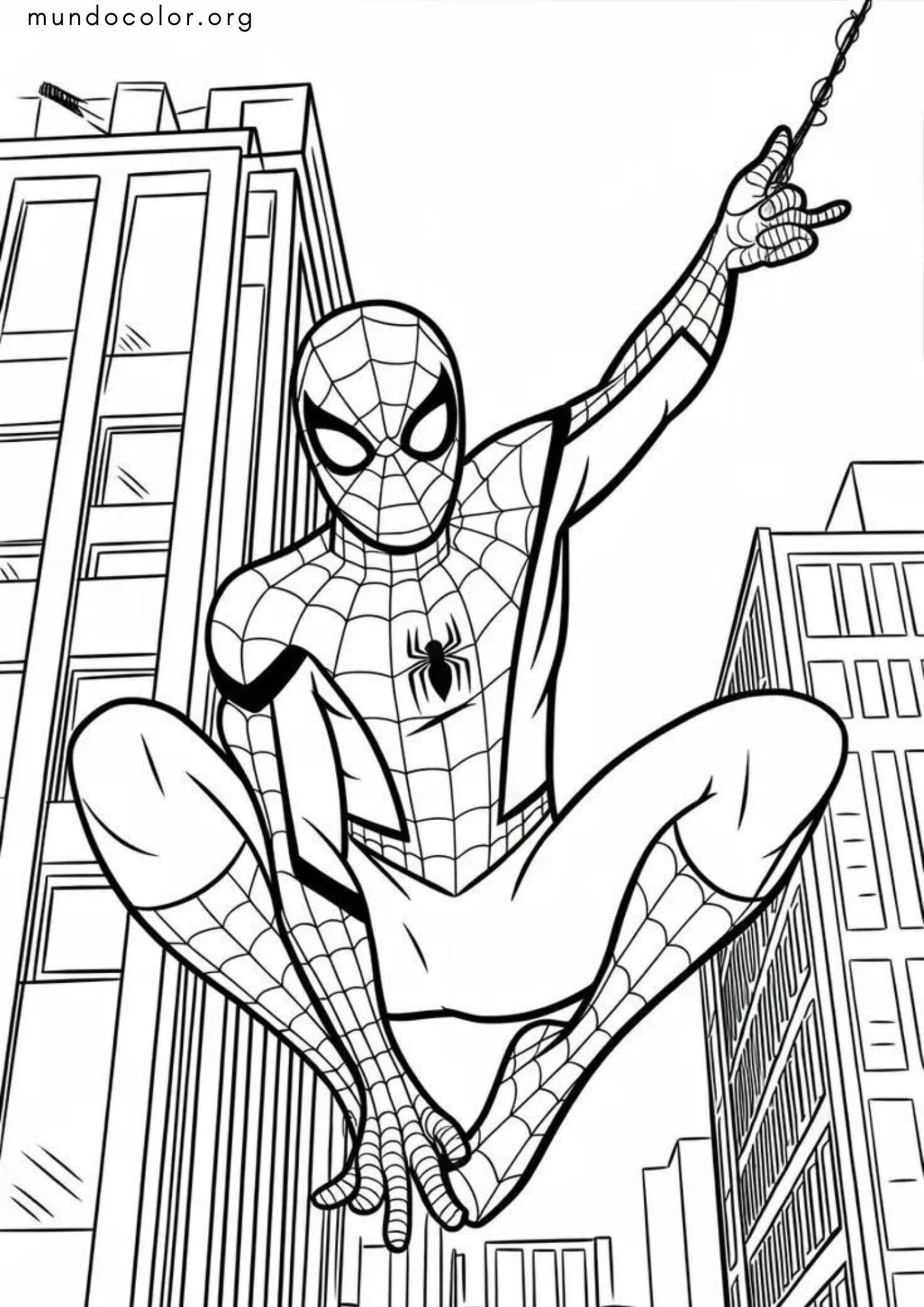 Dibujo de Spider-Man en la telaraña para colorear