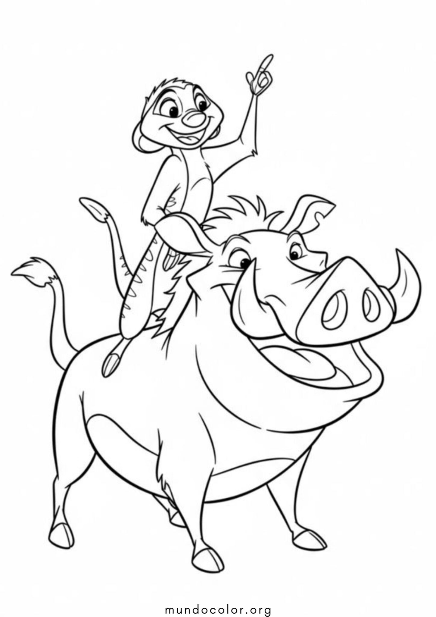 Dibujo de Timon y Pumba de El Rey Leon para colorear