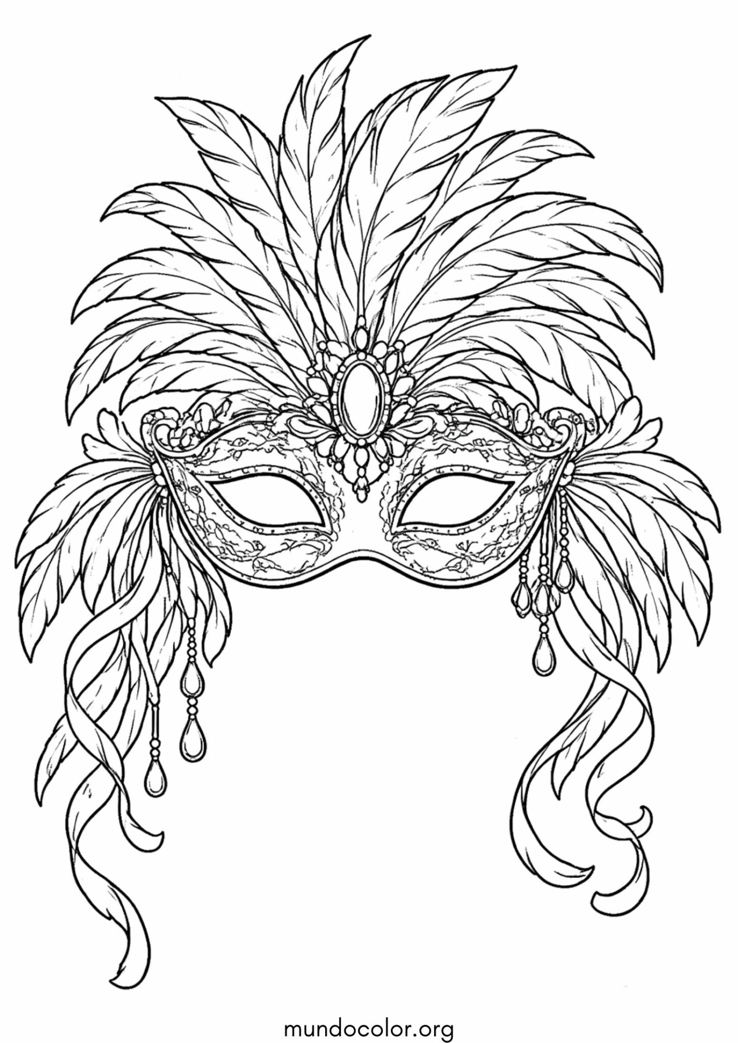 Dibujo de Antifaces de Carnaval para colorear