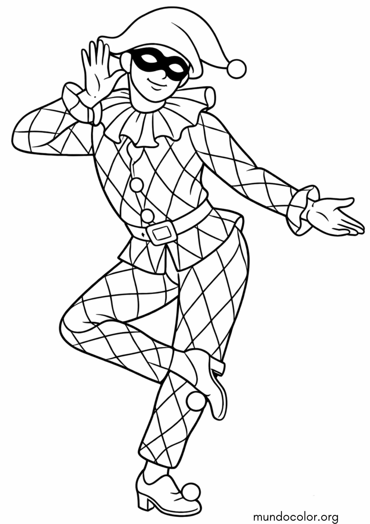 Dibujo de Carnaval – Arlequín para colorear