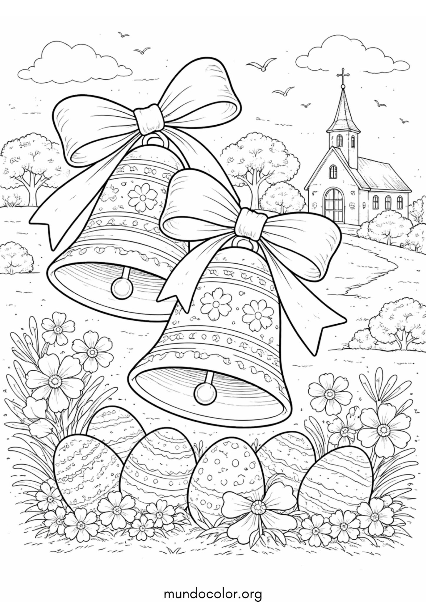 Dibujo de Campanas de Pascua para colorear