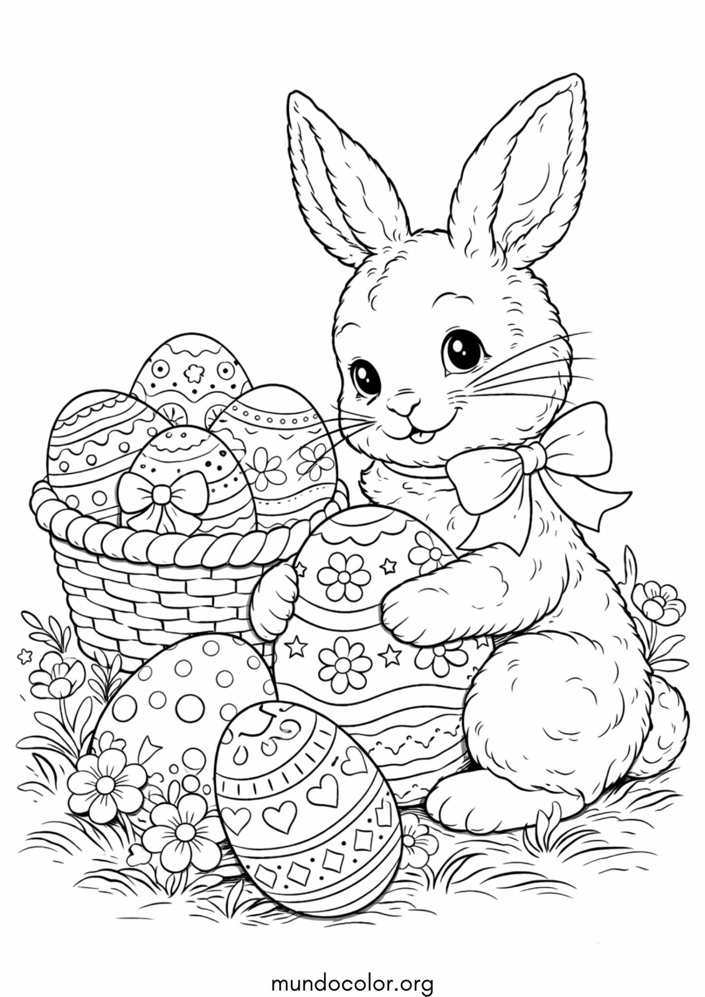 Dibujo de Conejo de Pascua para pintar para colorear