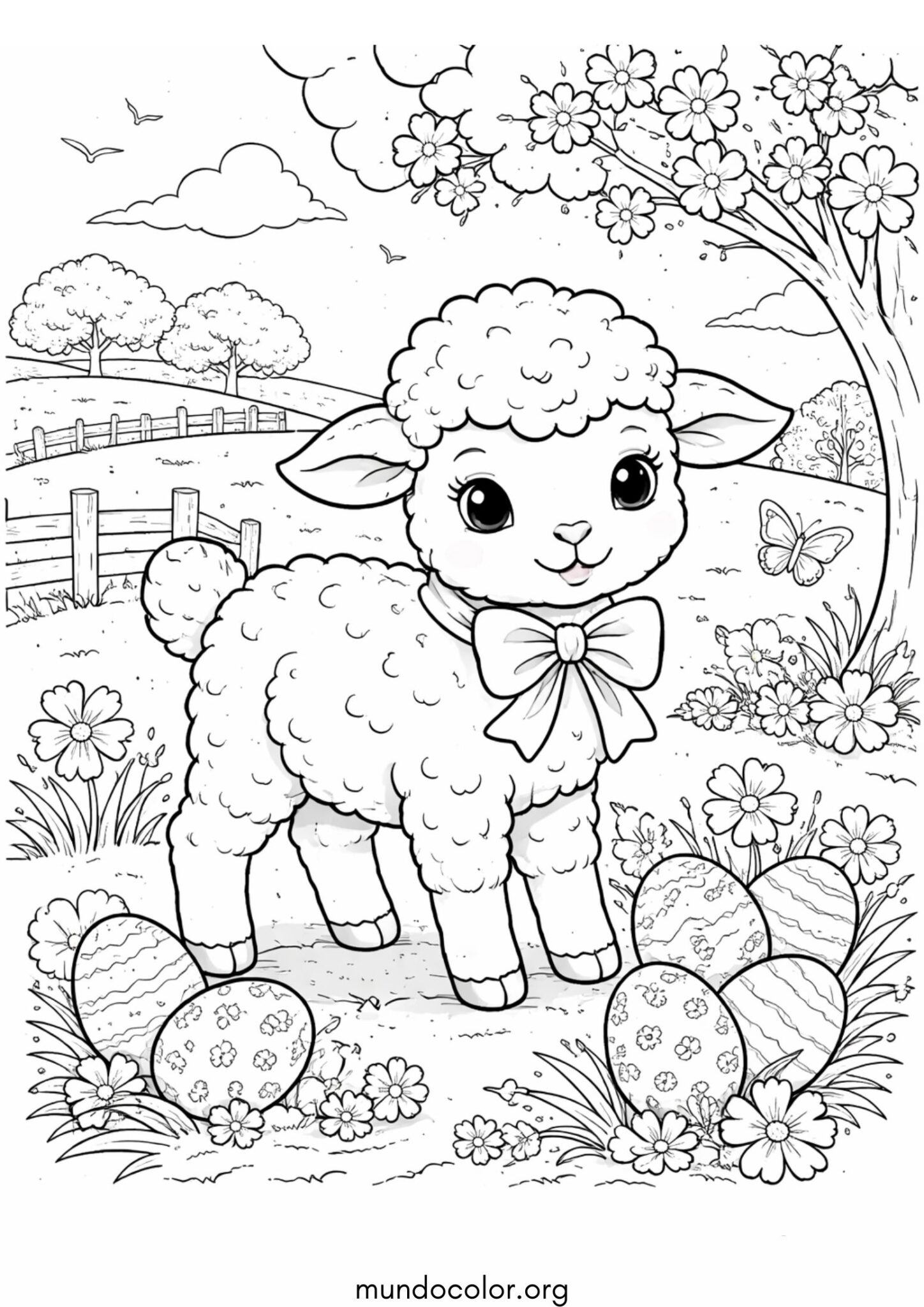 Dibujo de Cordero de Pascua para colorear