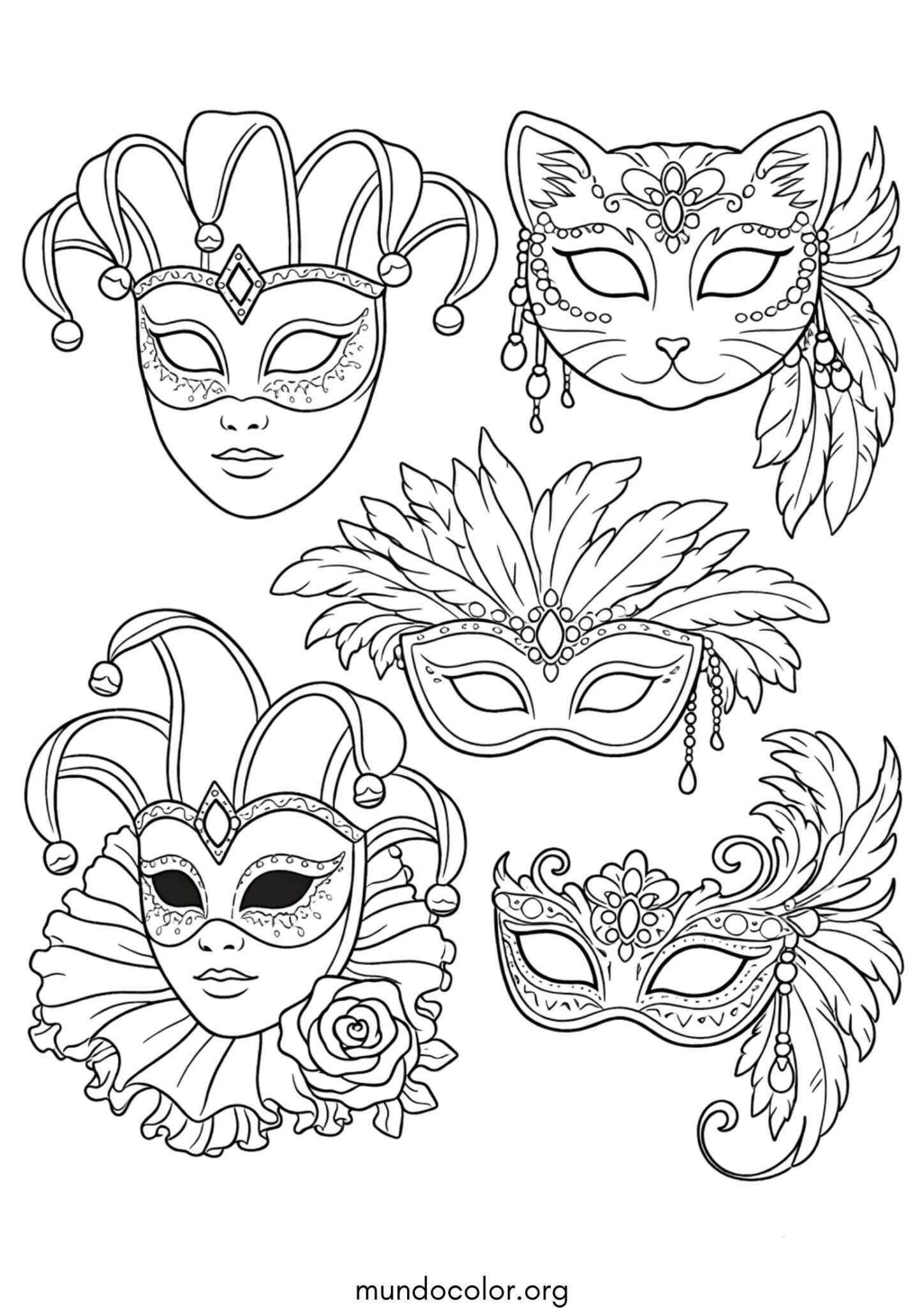 Dibujo de Máscaras de Carnaval para colorear