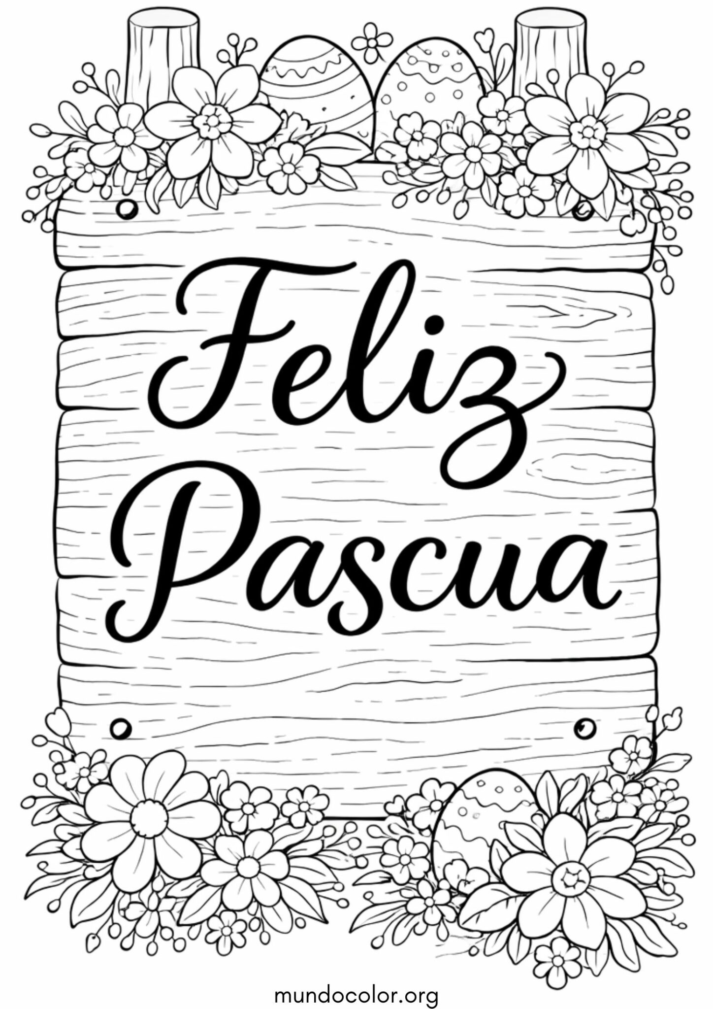 Dibujo de Letrero de «Feliz Pascua» para colorear
