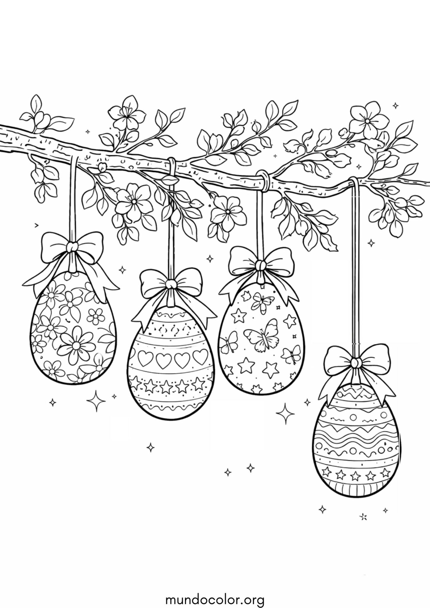 Dibujo de Huevos de Pascua decorados para colorear