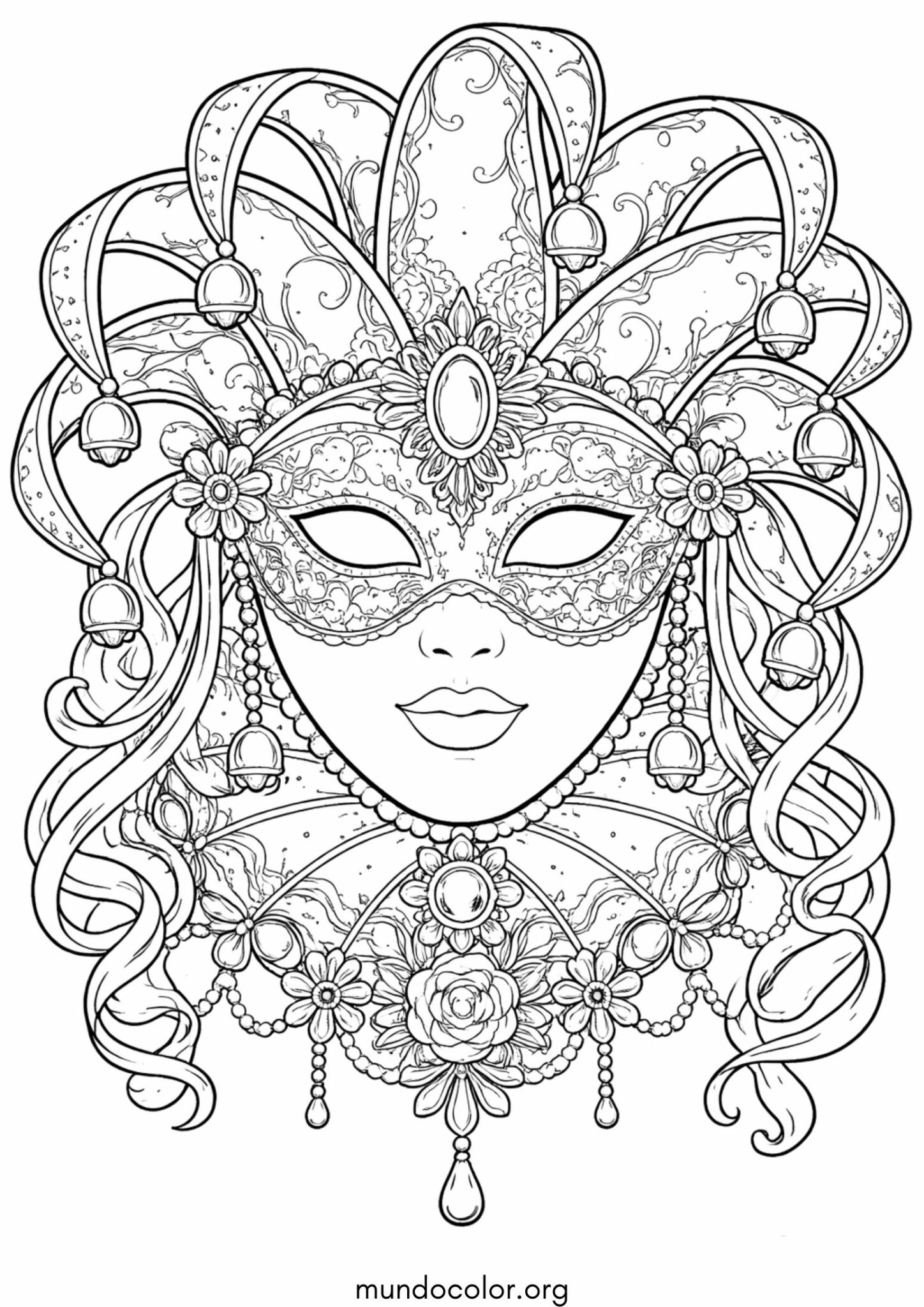 Dibujo de Carnaval – Máscara de Venecia para colorear