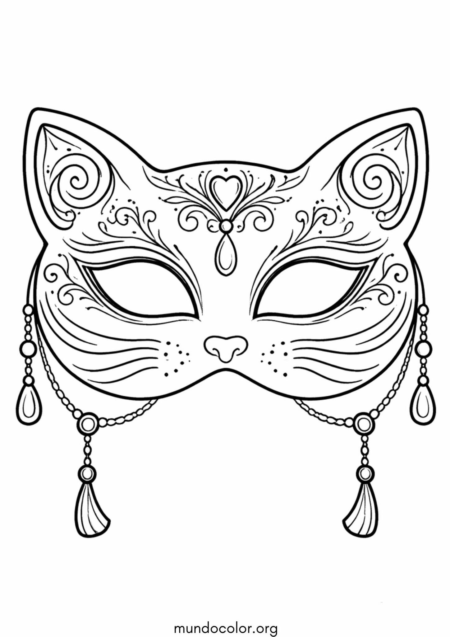 Dibujo de Carnaval – Máscara de gato para colorear