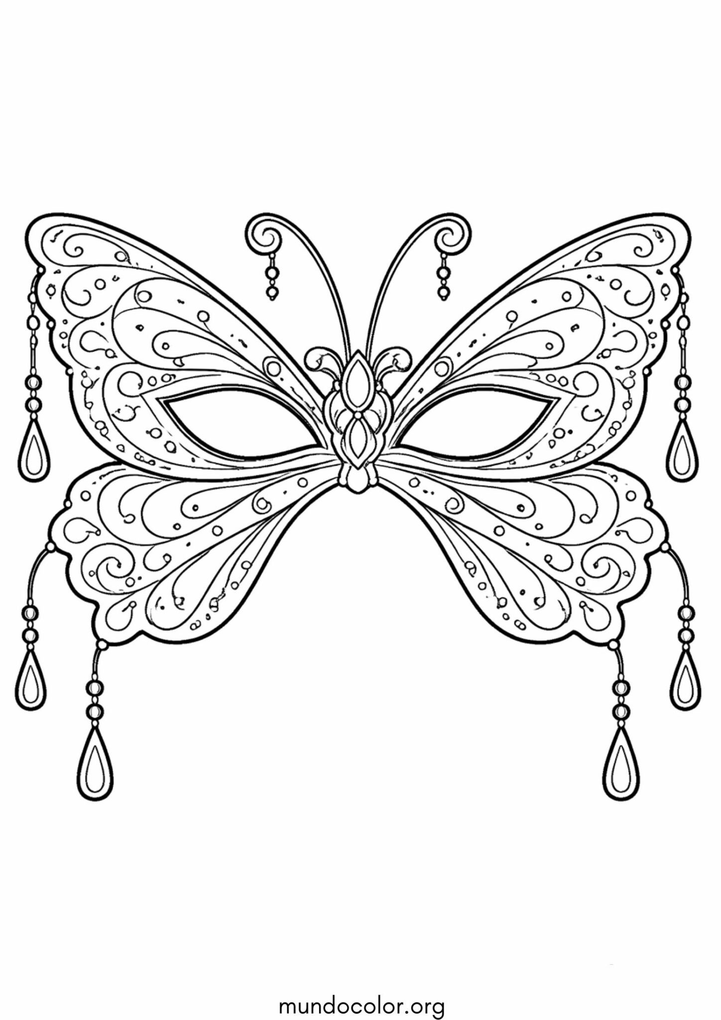 Dibujo de Carnaval – Máscara de mariposa para colorear