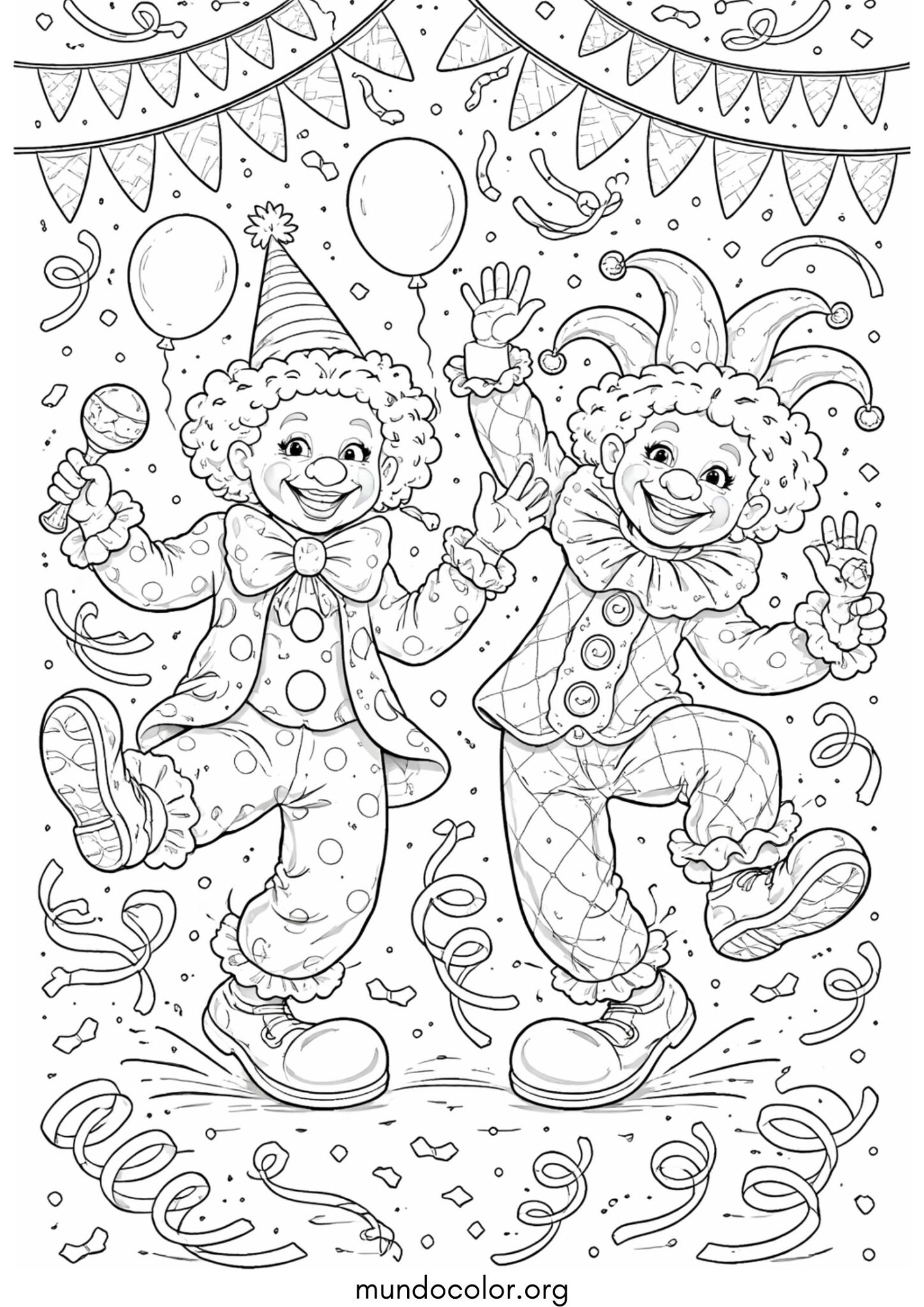 Dibujo de Payasos de Carnaval para colorear