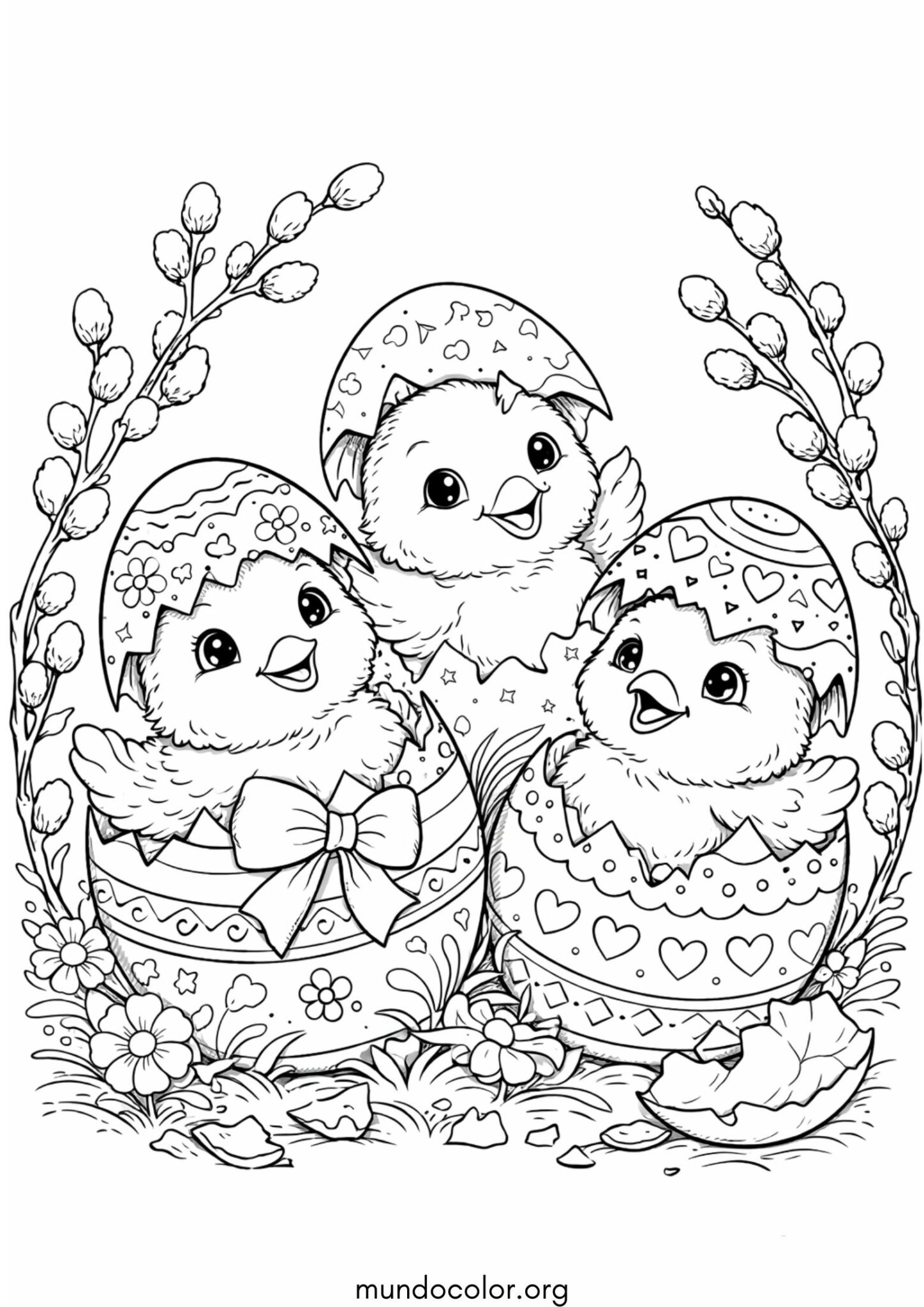 Dibujo de Pollitos de Pascua para colorear para colorear