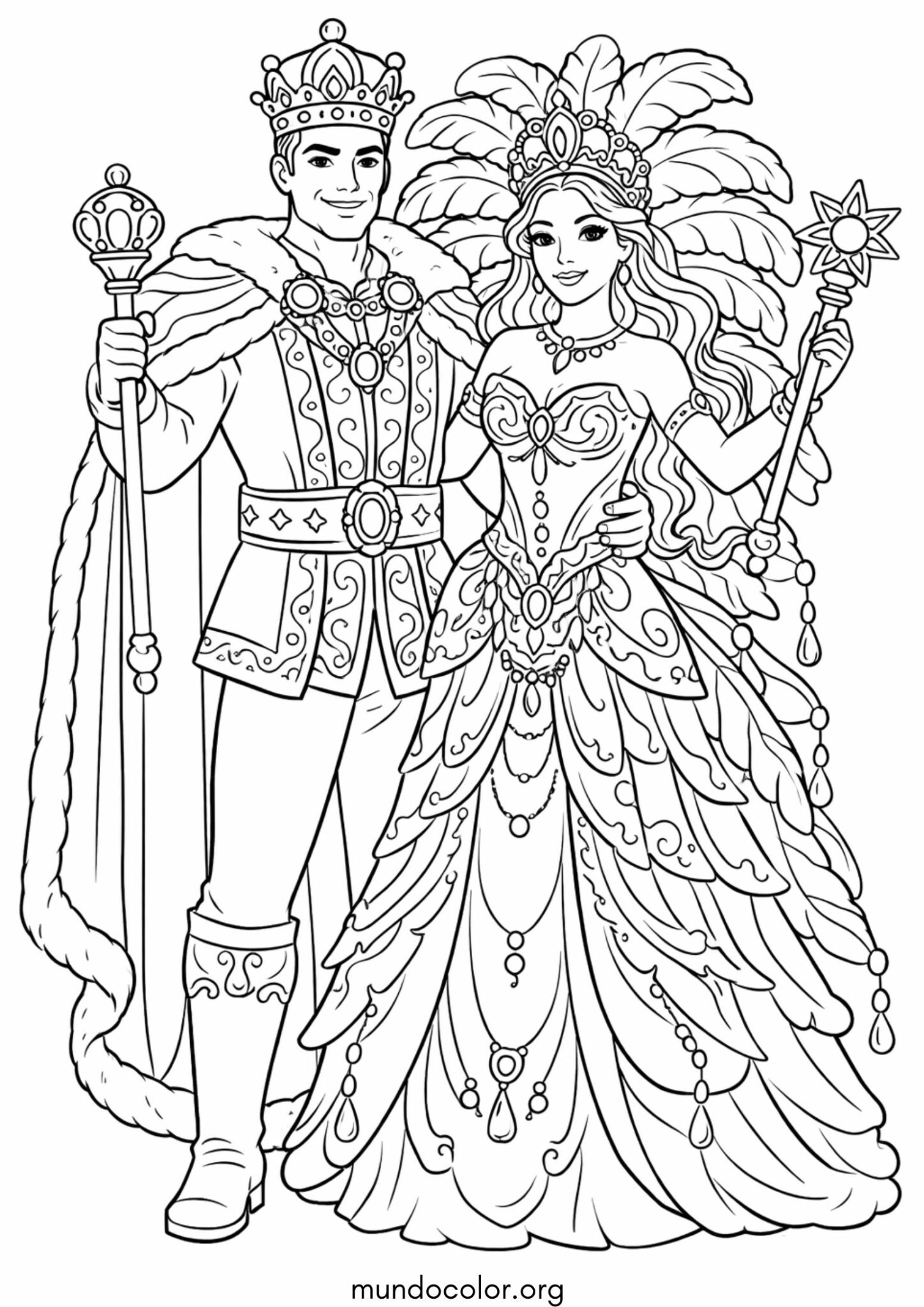 Dibujo de Rey и Reina del Carnaval para colorear