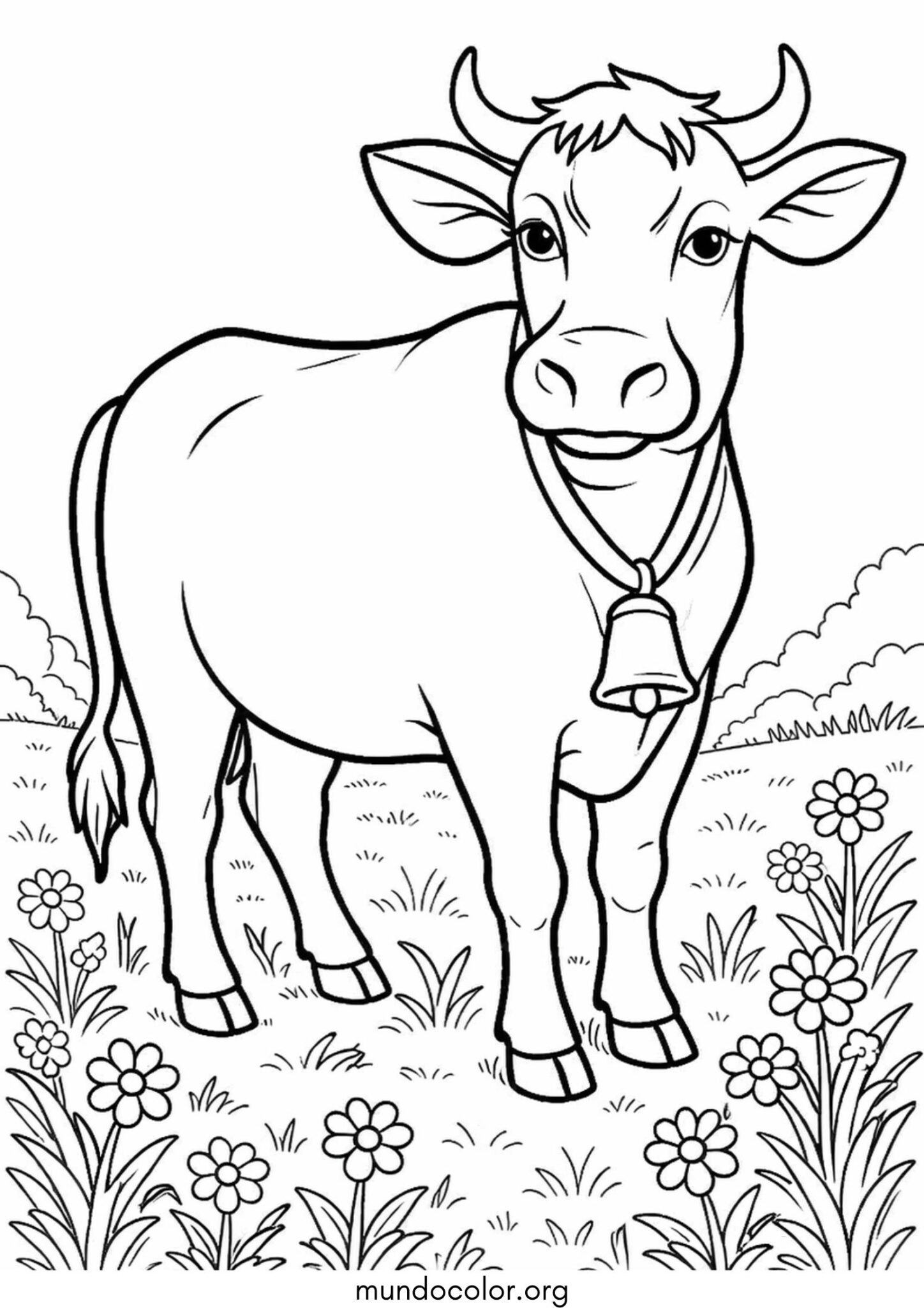 Dibujo de Vaca con cencerro para colorear