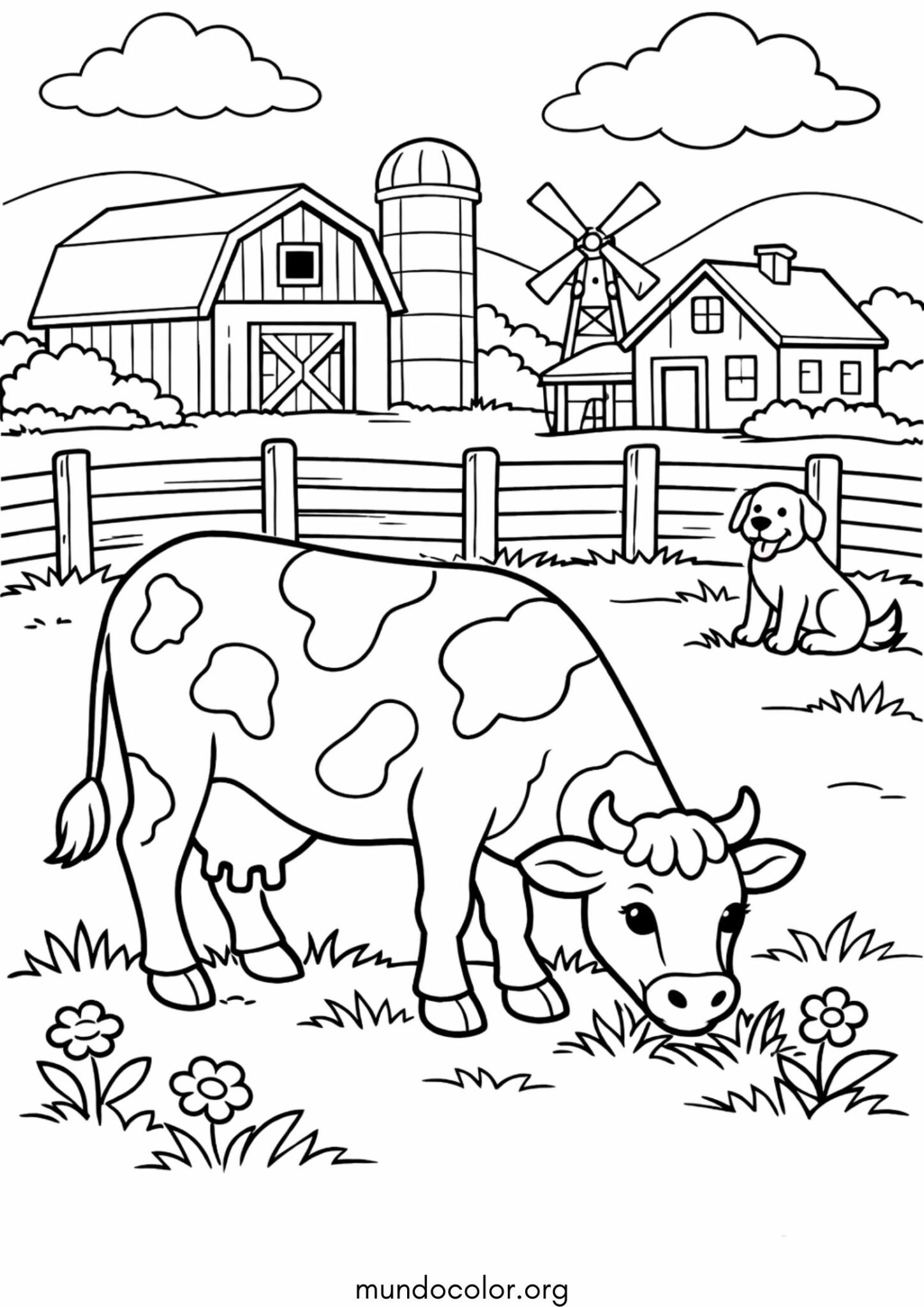Dibujo de Vaca en la granja para colorear