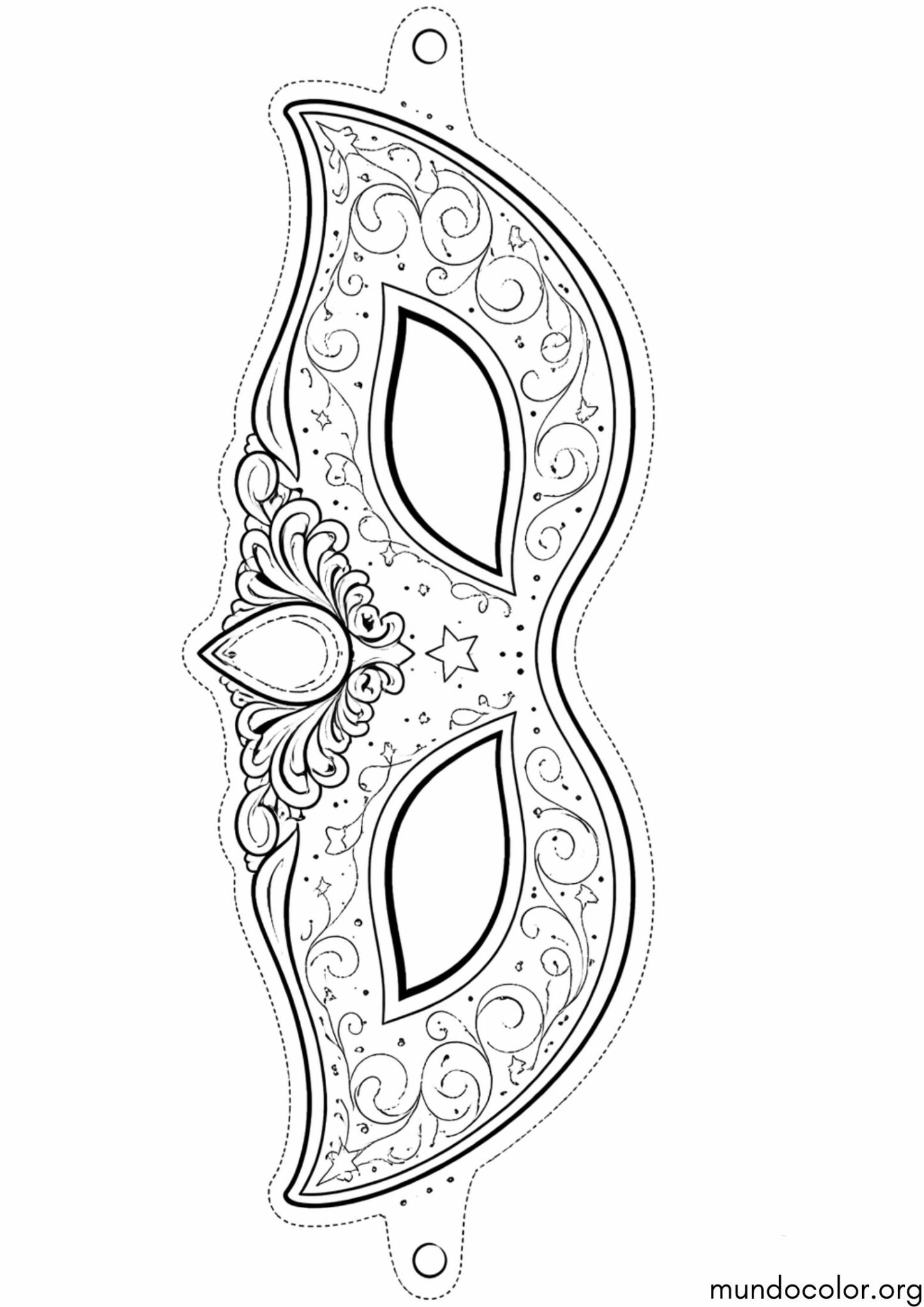 Dibujo de Carnaval – máscara para cortar para colorear