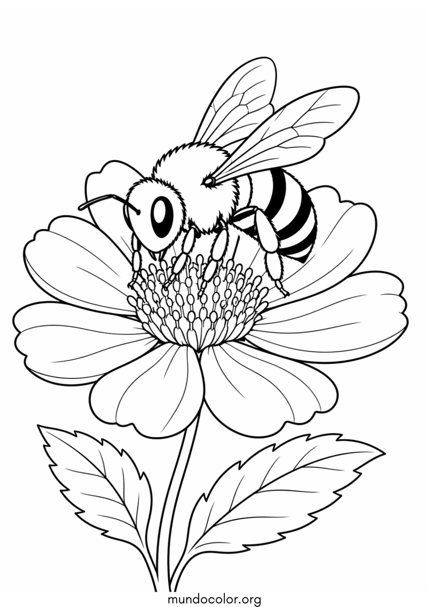 Dibujo de Abeja en una flor para colorear