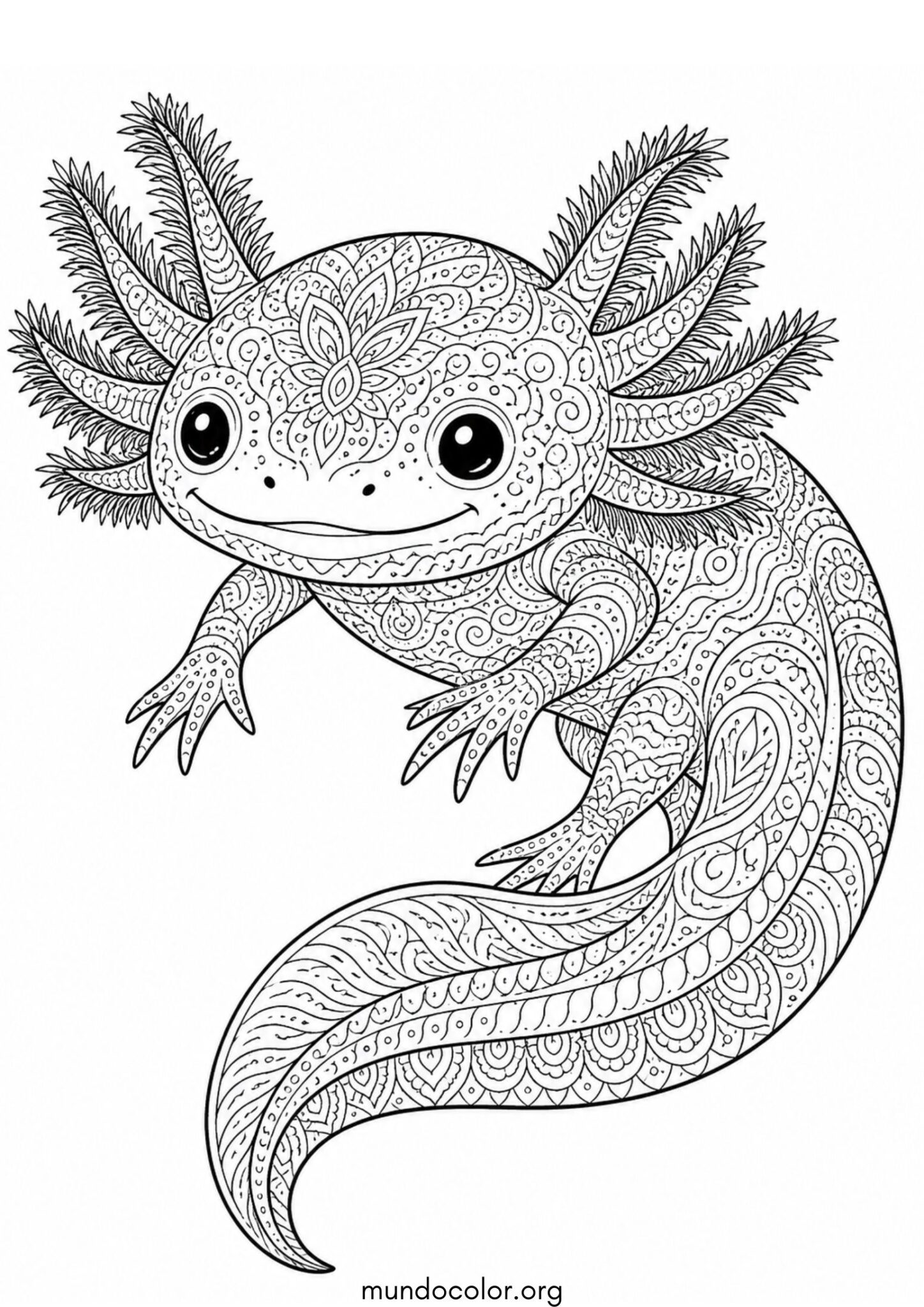 Dibujo de Axolotl antiestrés para colorear