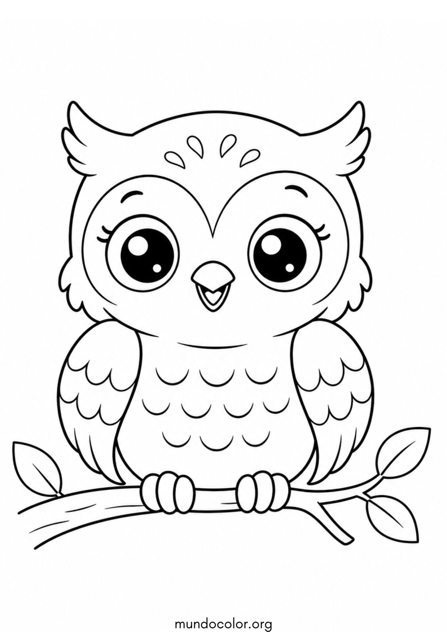 Dibujo de Búho tierno para niños pequeños para colorear