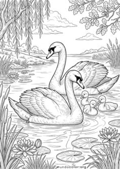 Cisnes en el lago