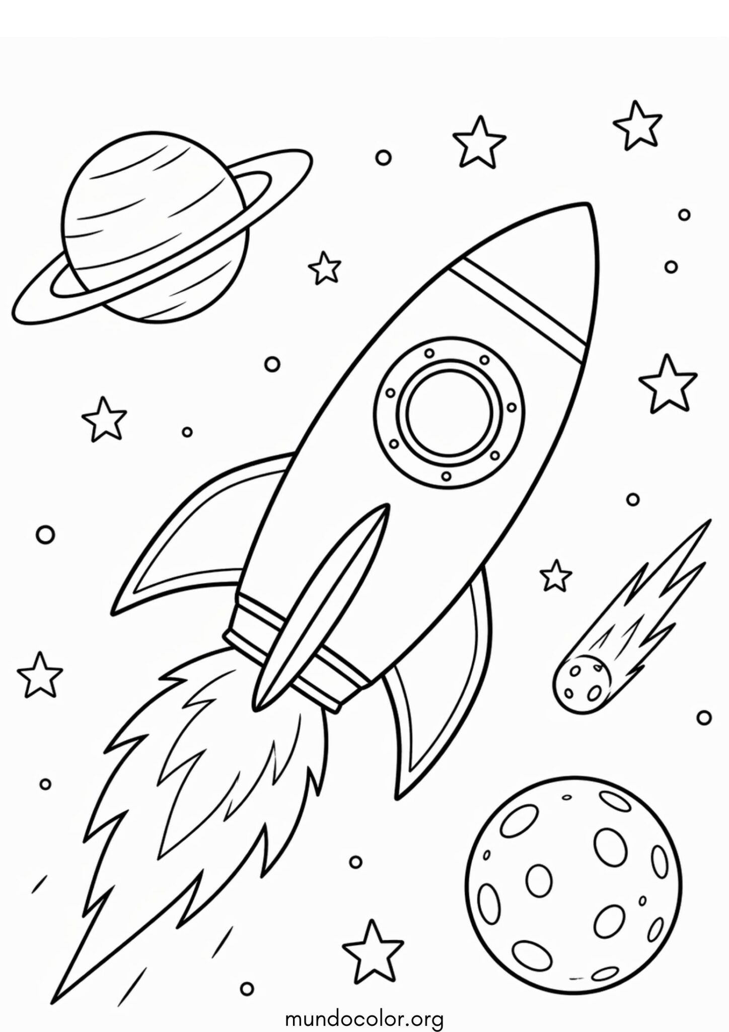 Dibujo de Cohete en el espacio para colorear