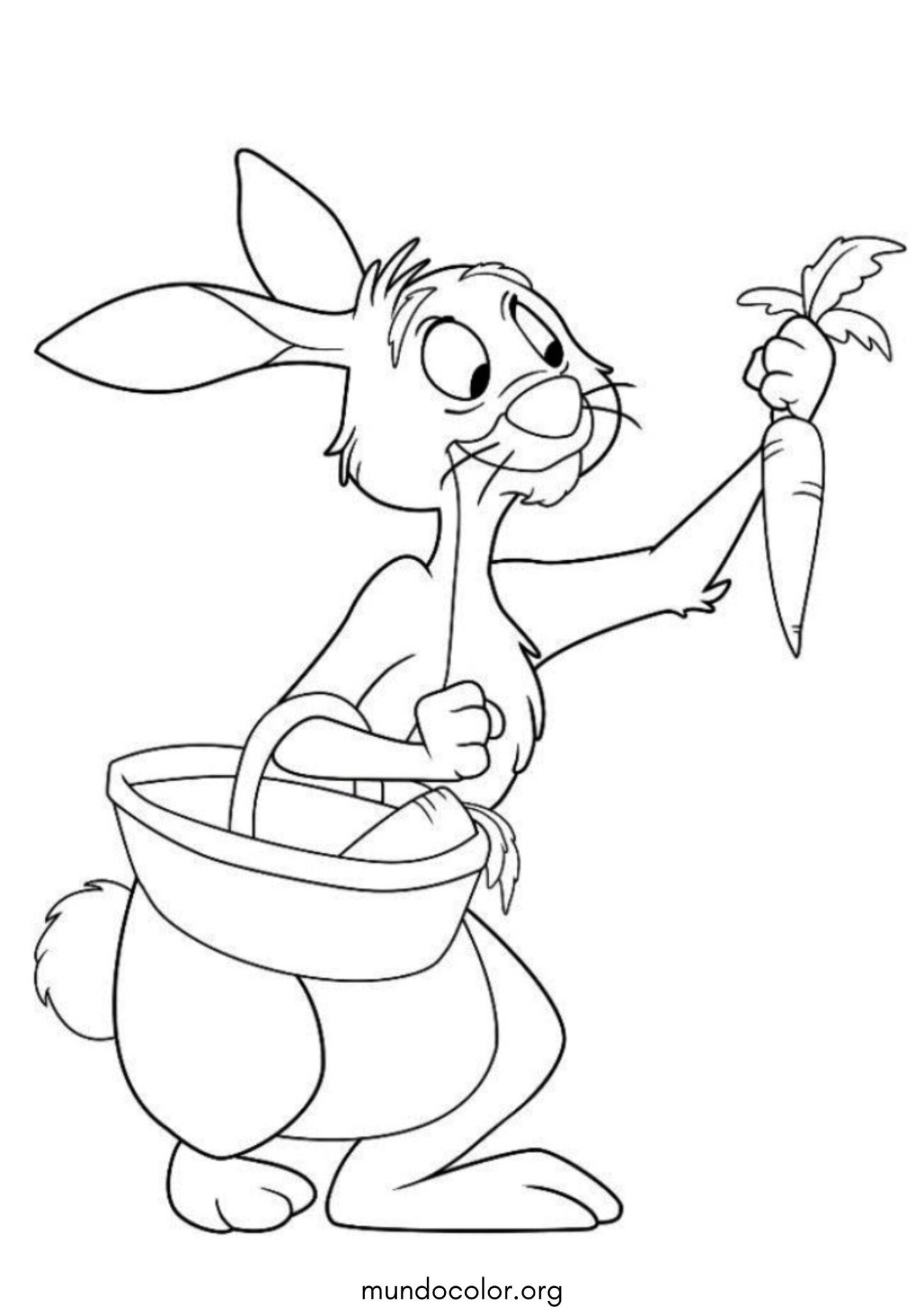 Dibujo de Conejo con una zanahoria para colorear