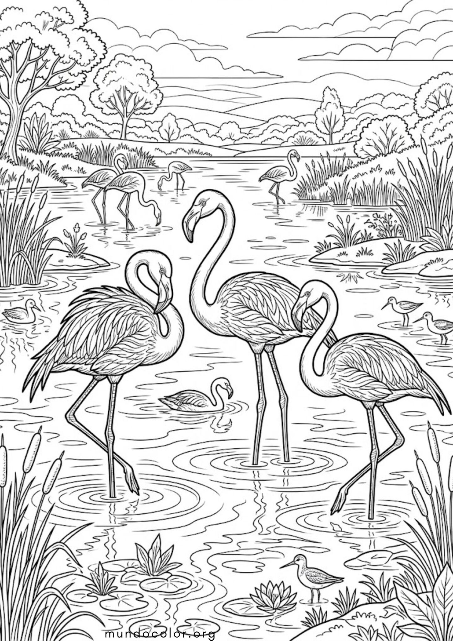 Dibujo de Flamencos para colorear