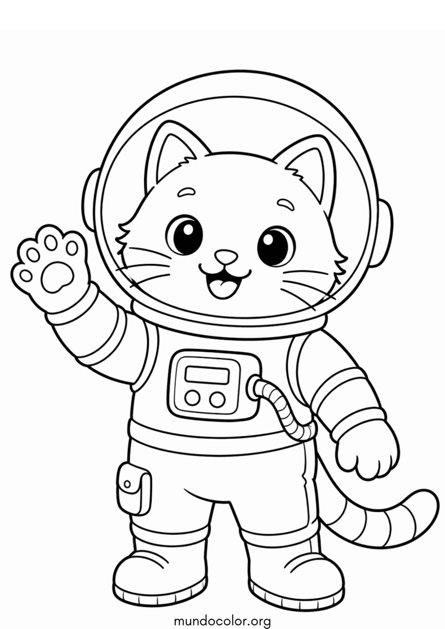 Dibujo de Gatito astronauta para colorear