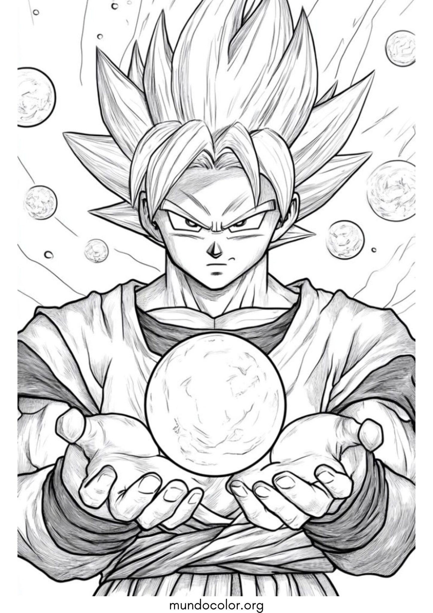 Dibujo de Goku Super Saiyan con Genkidama para colorear