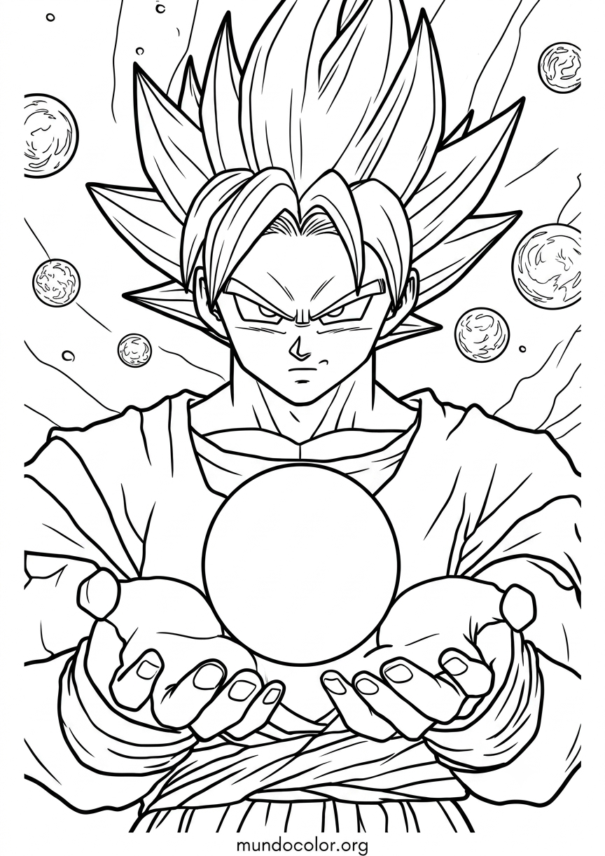 Dibujo de Goku Super Saiyan con Genkidama para colorear