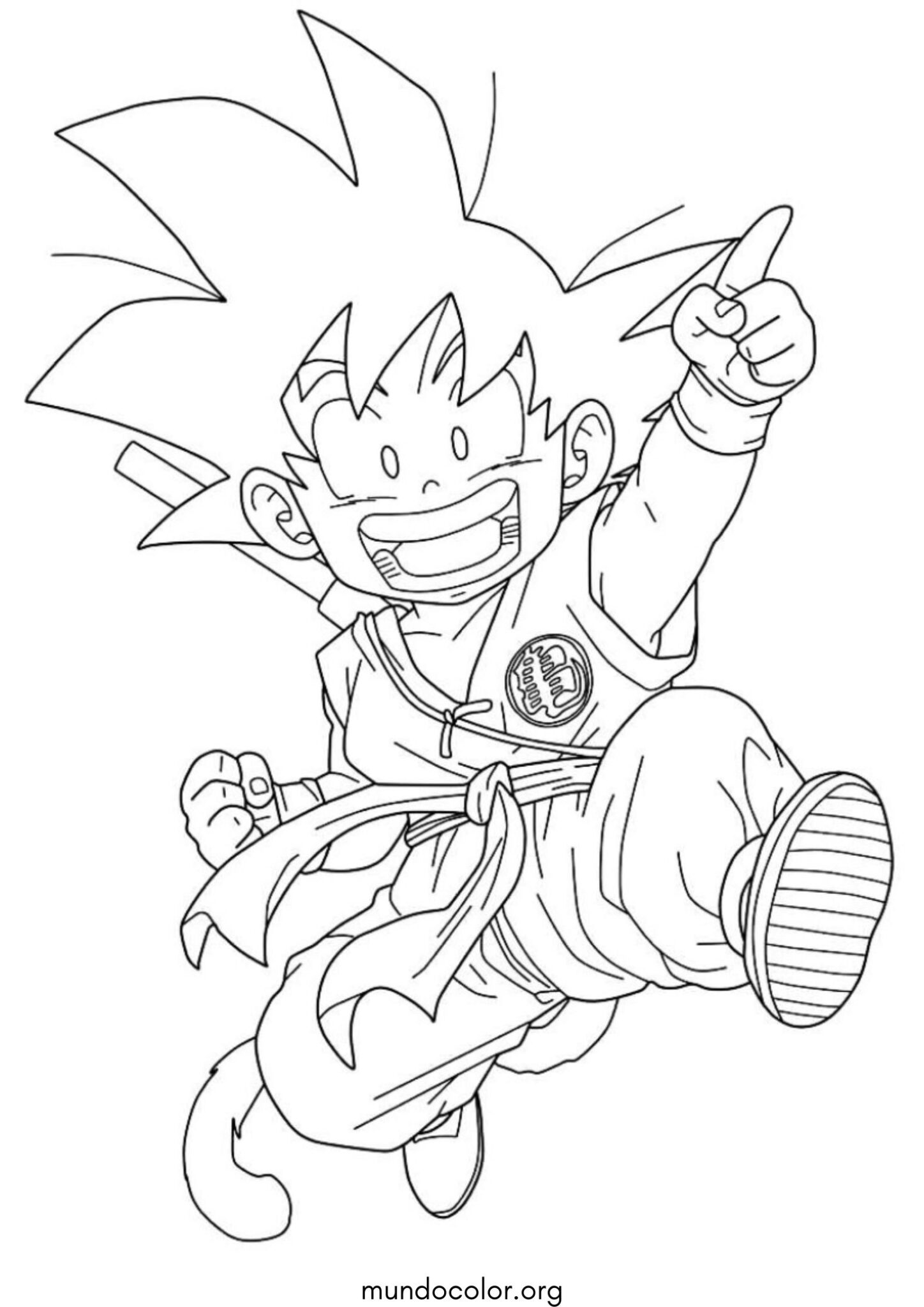 Dibujo de Goku niño saltando para colorear