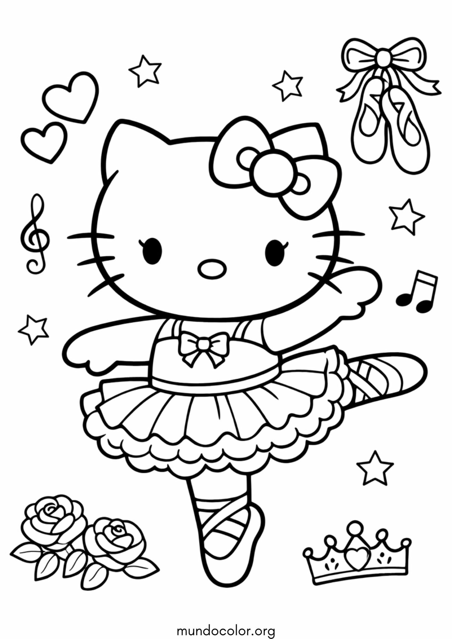 Dibujo de Hello Kitty bailarina para colorear