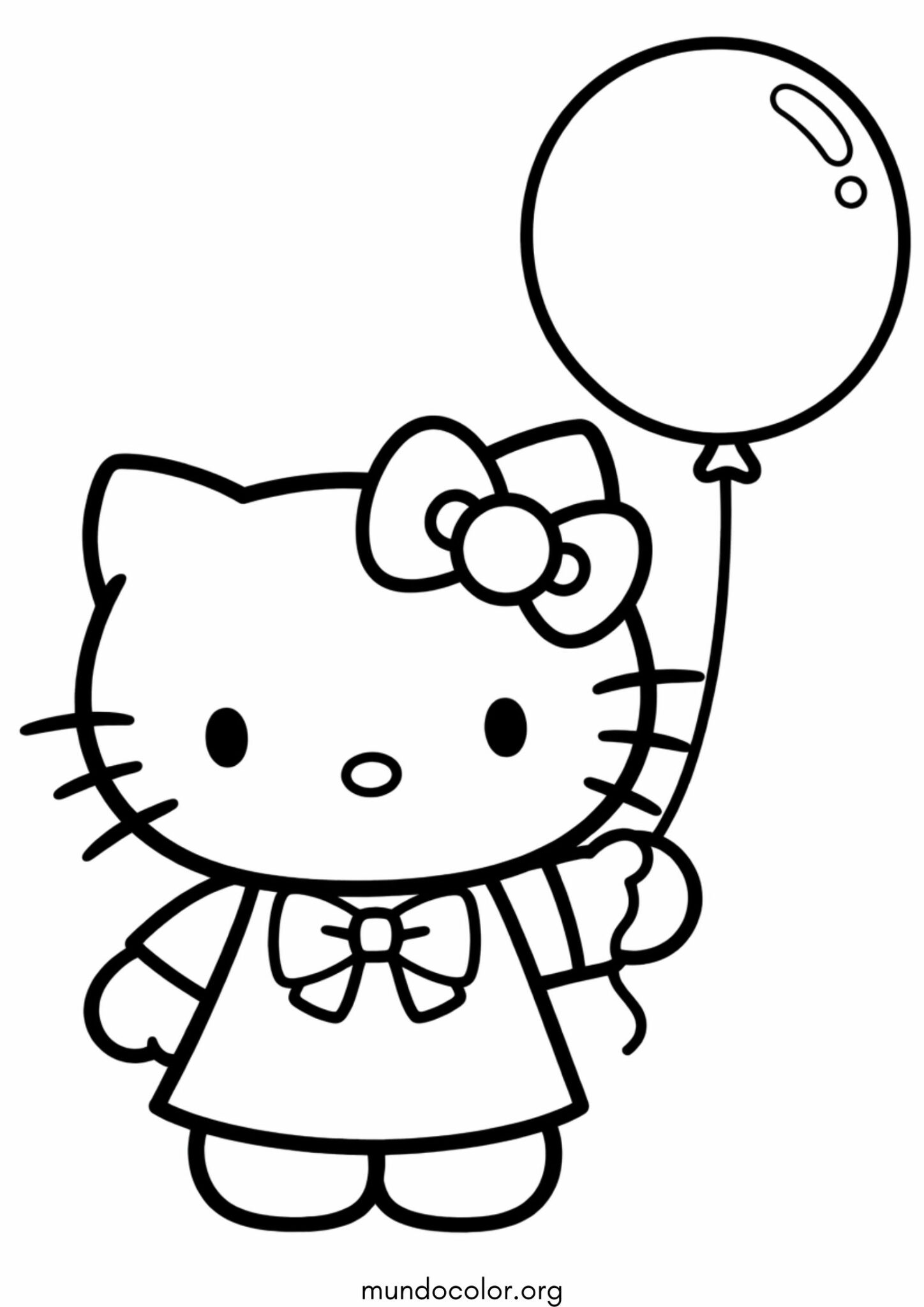 Dibujo de Hello Kitty con un globo para colorear