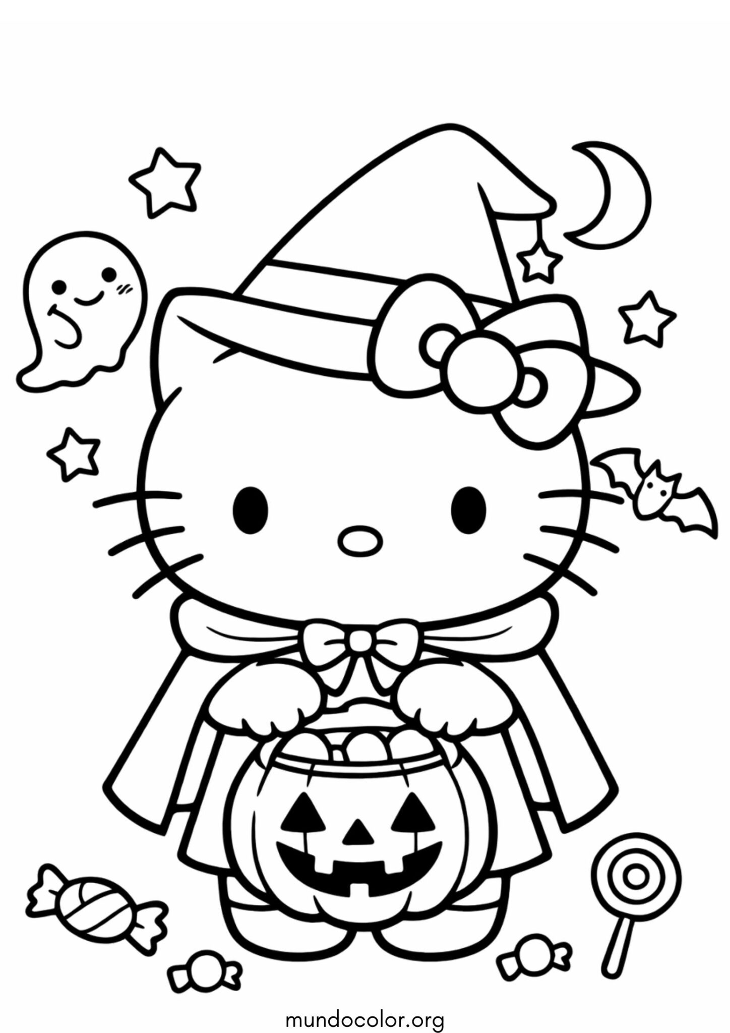 Dibujo de Hello Kitty de Halloween para colorear