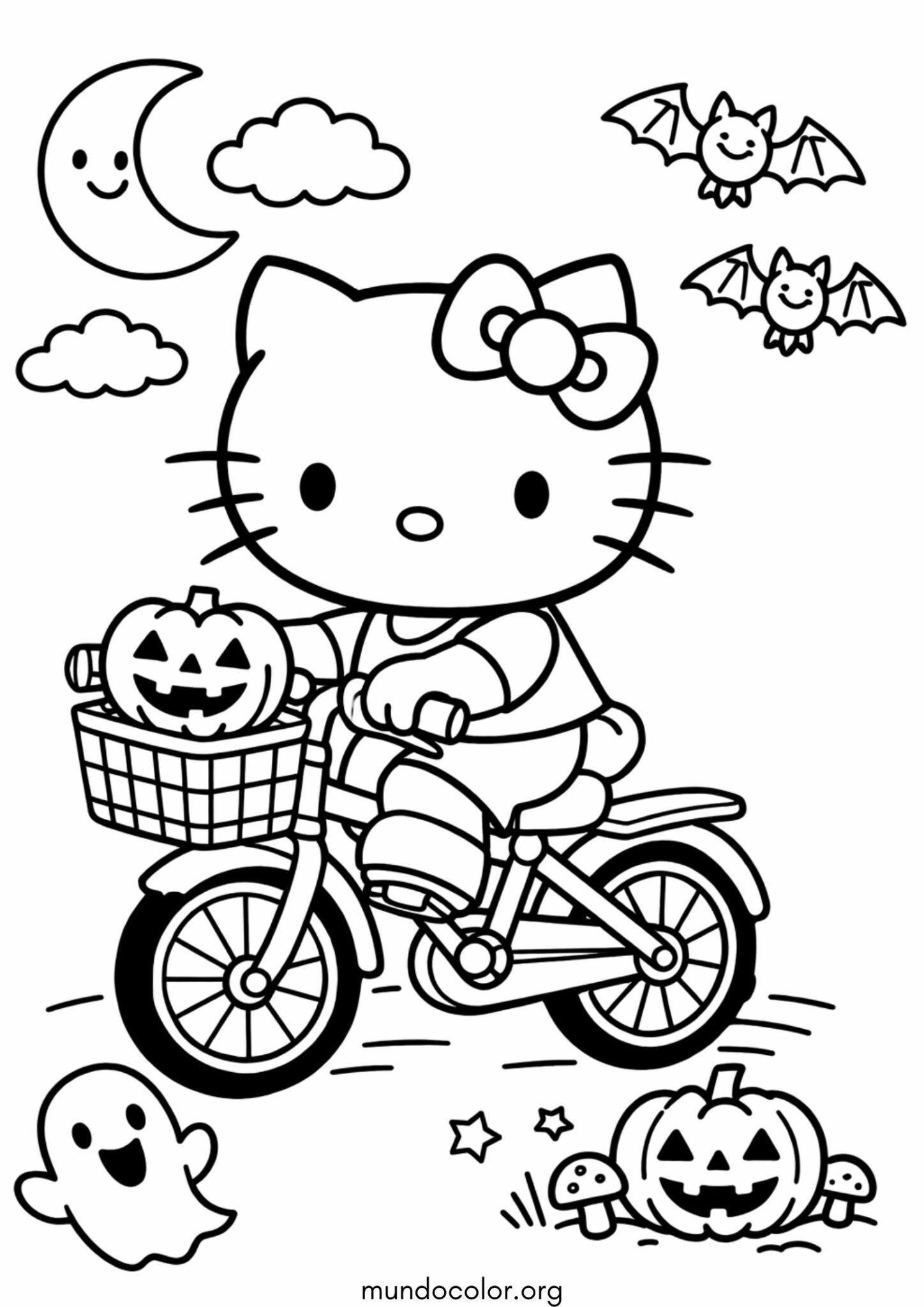 Dibujo de Hello Kitty en bicicleta para colorear